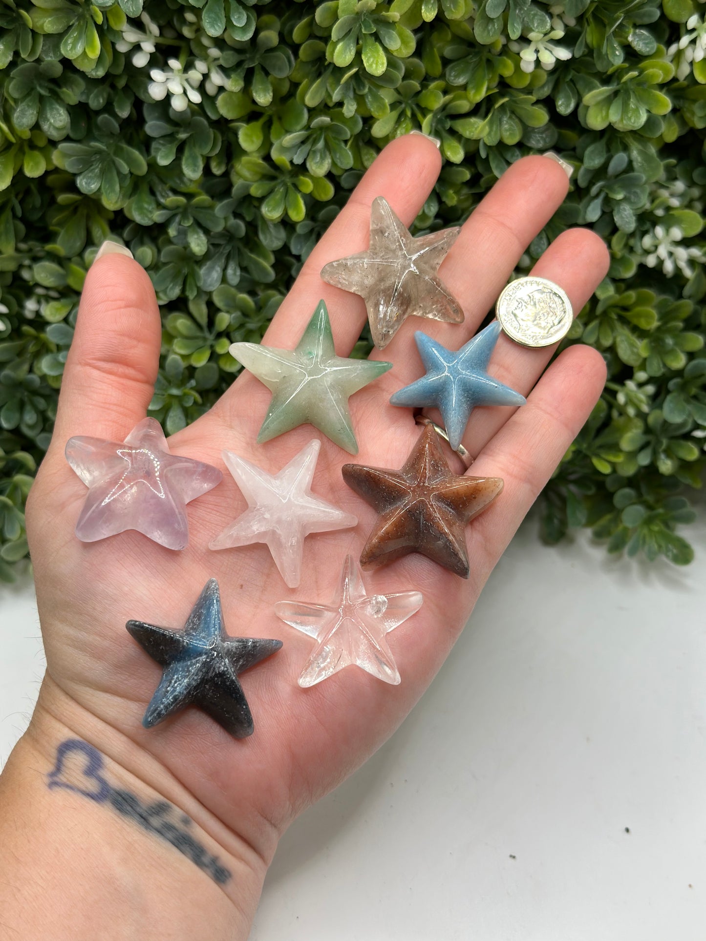 MINI STAR SHAPE CRYSTALS AMETHYST/BLUE AVENTURINE/GREEN AVENTURINE/RED AVENTURINE/SMOKY QUARTZ/CLEAR QUARTZ/ROSE QUARTZ