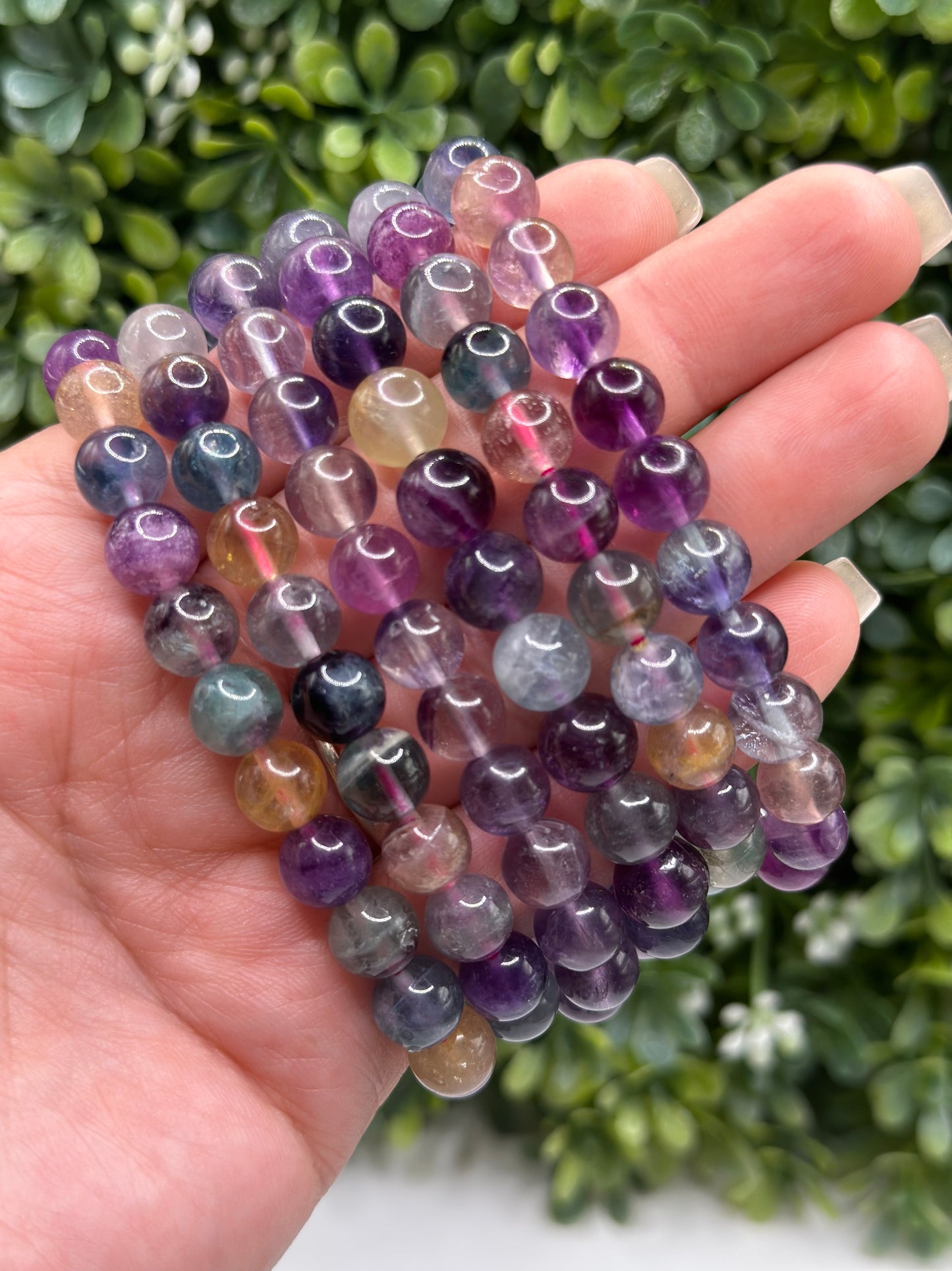 Colorful Fluorite 8mm crystalbeaded bracelet
