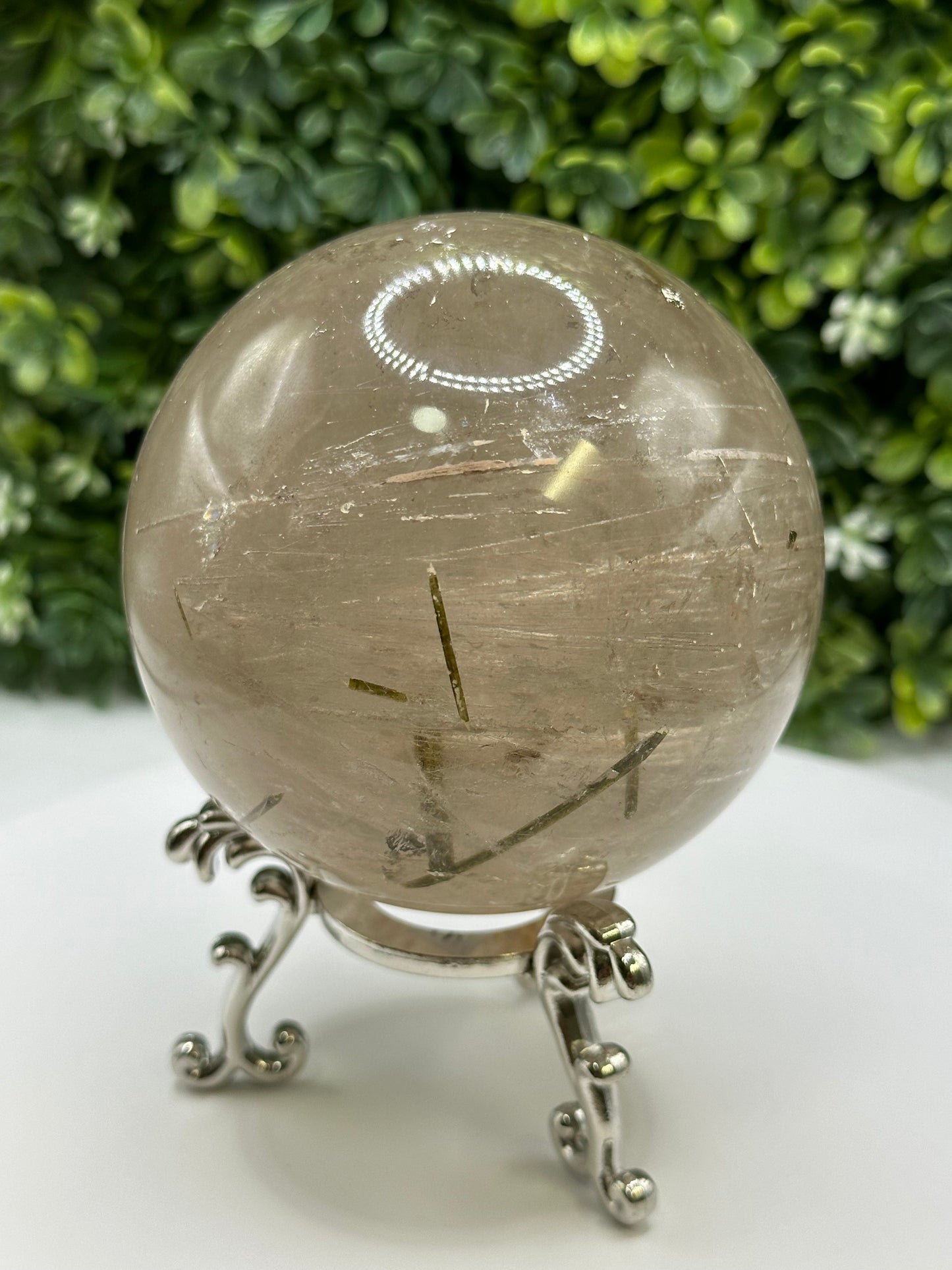 Green Tourmaline in Quartz Sphere (Brazil)