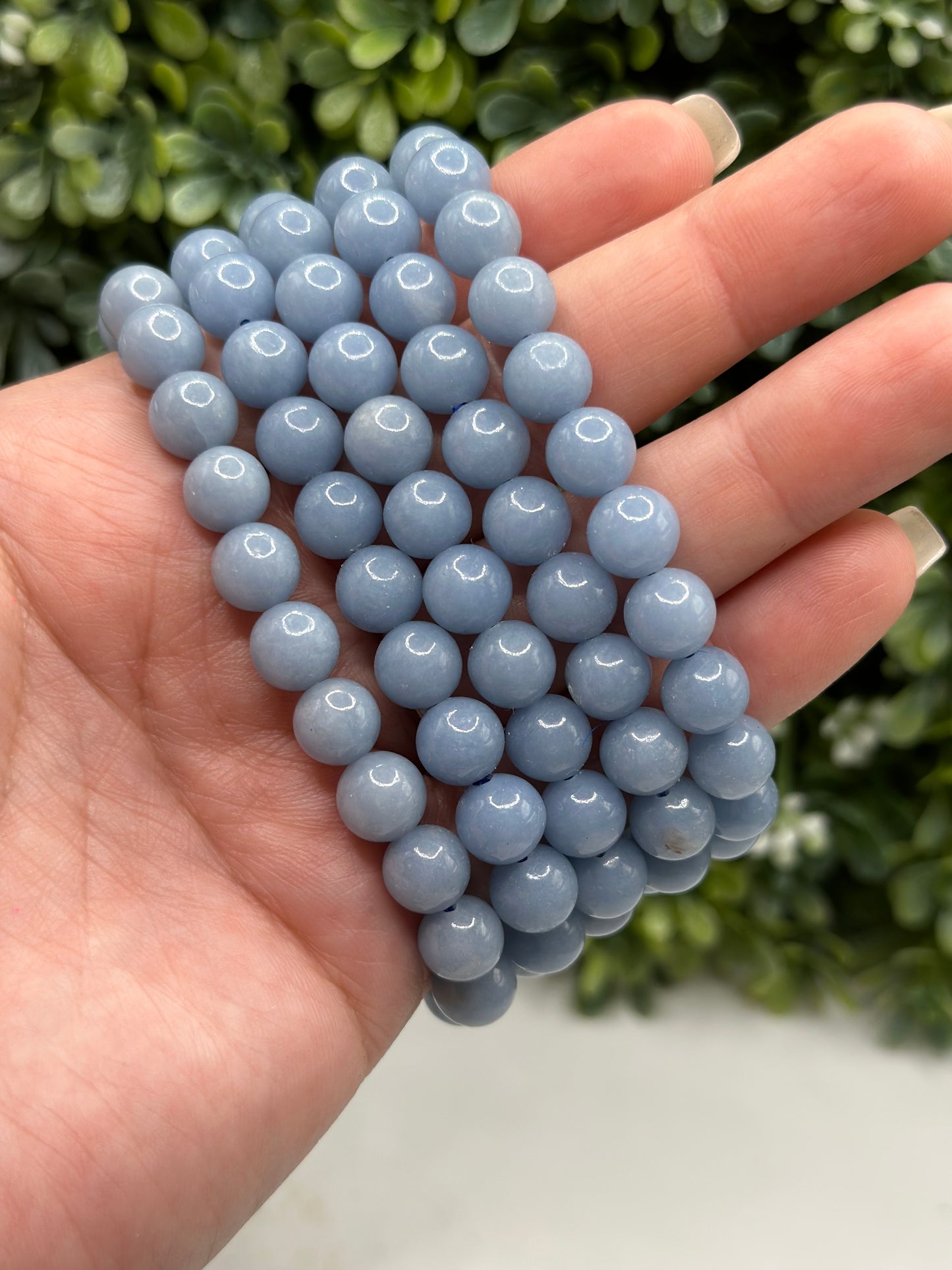 Angelite 8mm crystal beaded bracelet