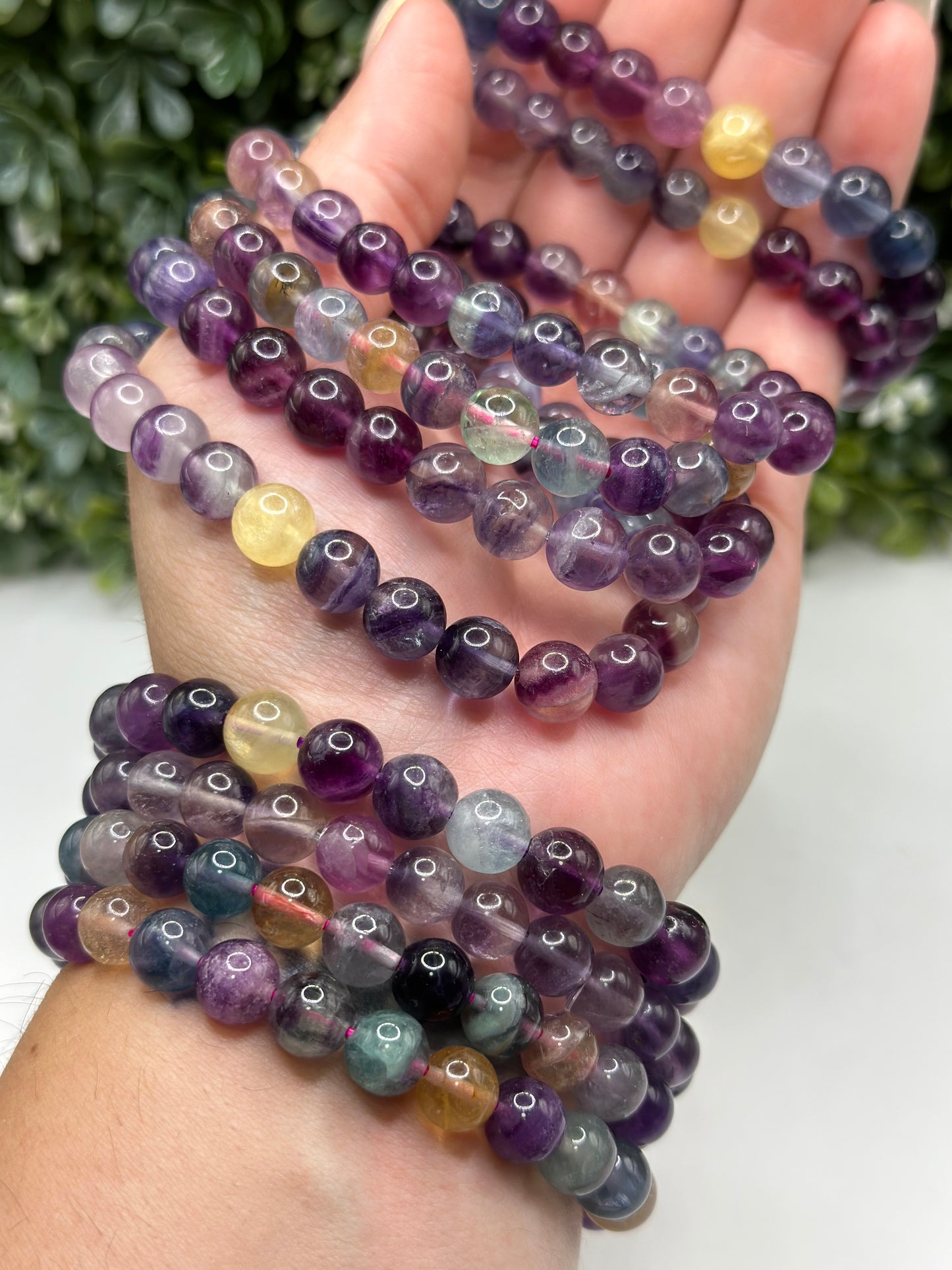 Colorful Fluorite 8mm crystalbeaded bracelet