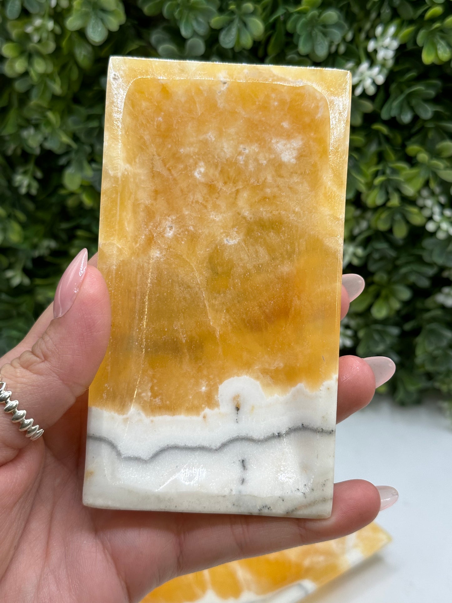 Orange calcite bowl