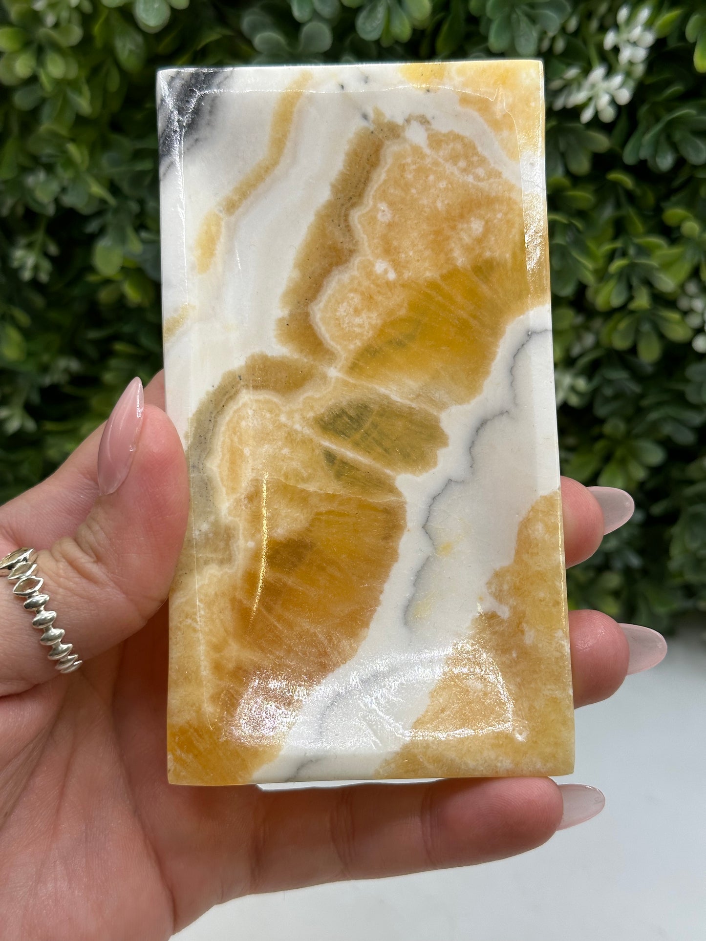 Orange calcite bowl