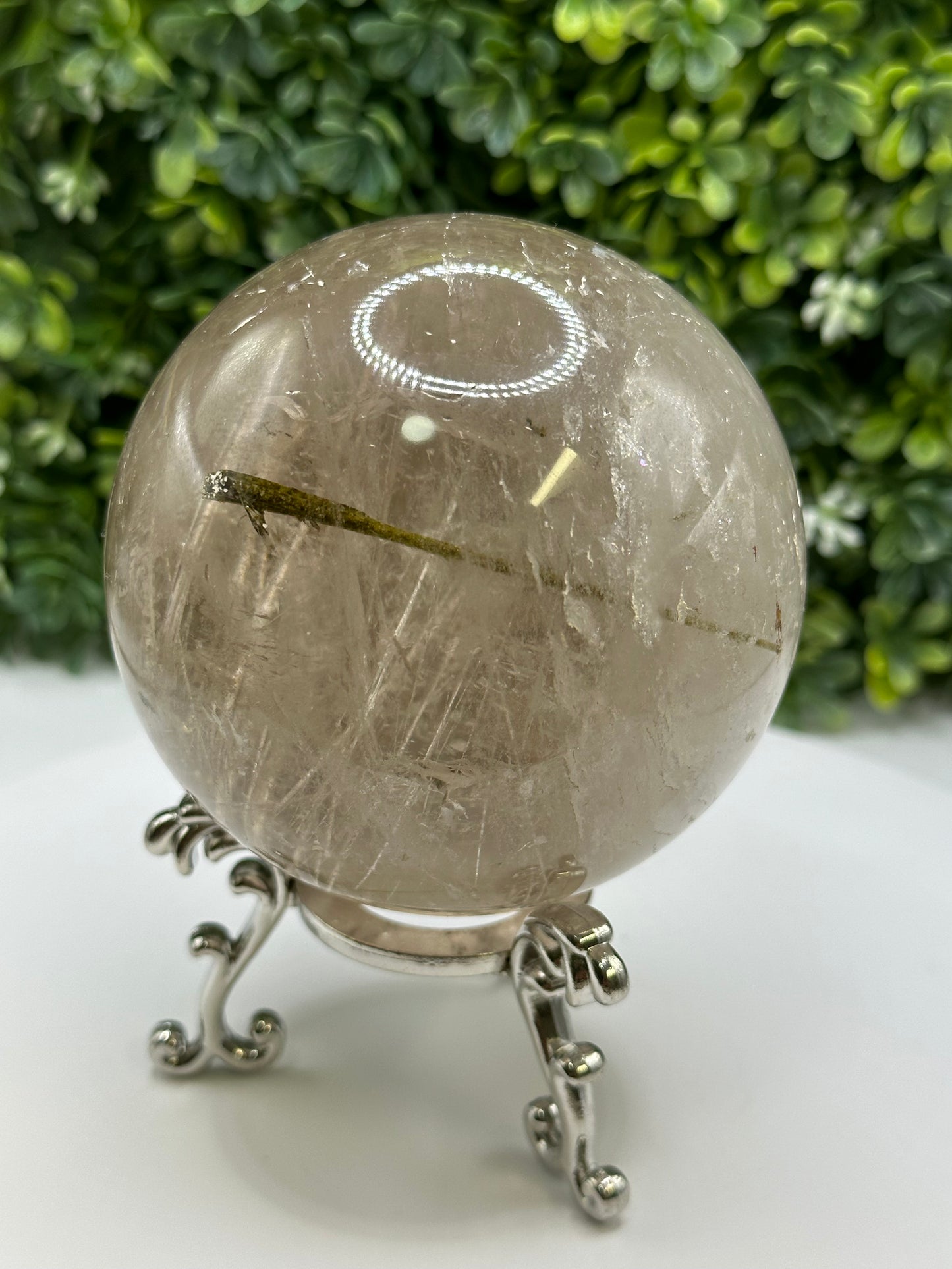 Green Tourmaline in Quartz Sphere (Brazil)