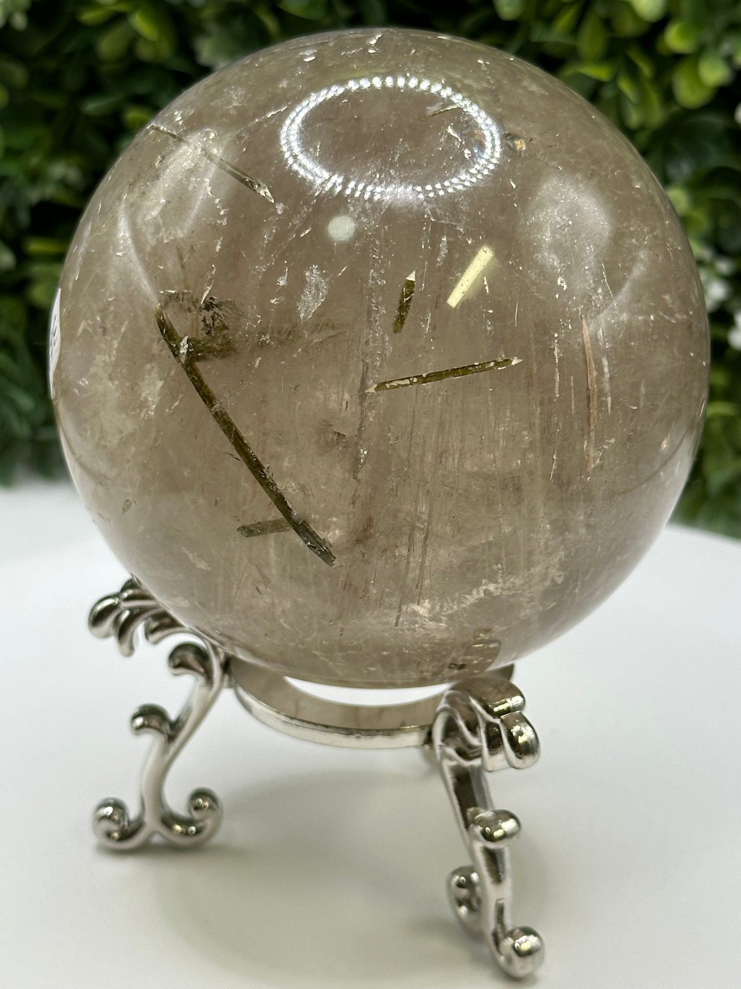 Green Tourmaline in Quartz Sphere (Brazil)