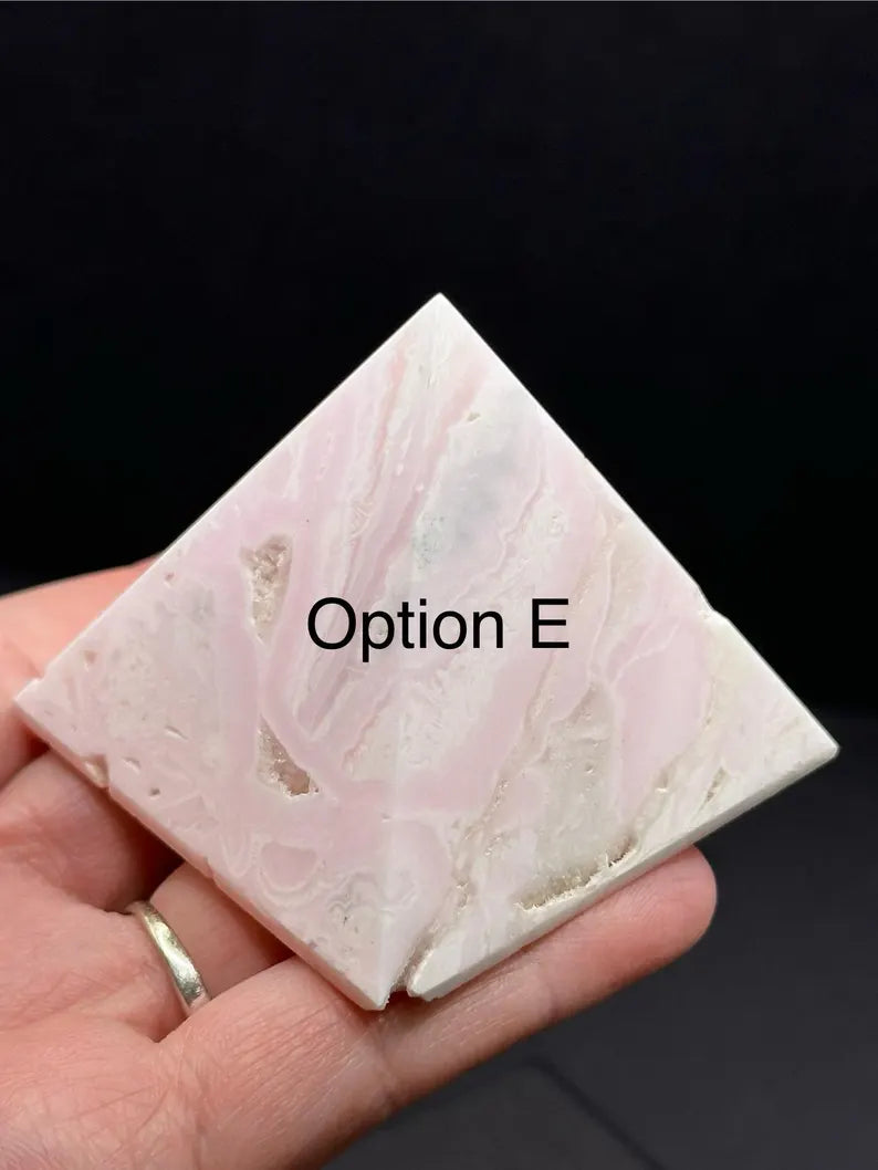 Pink Mangano Calcite Pyramid statue, Peru