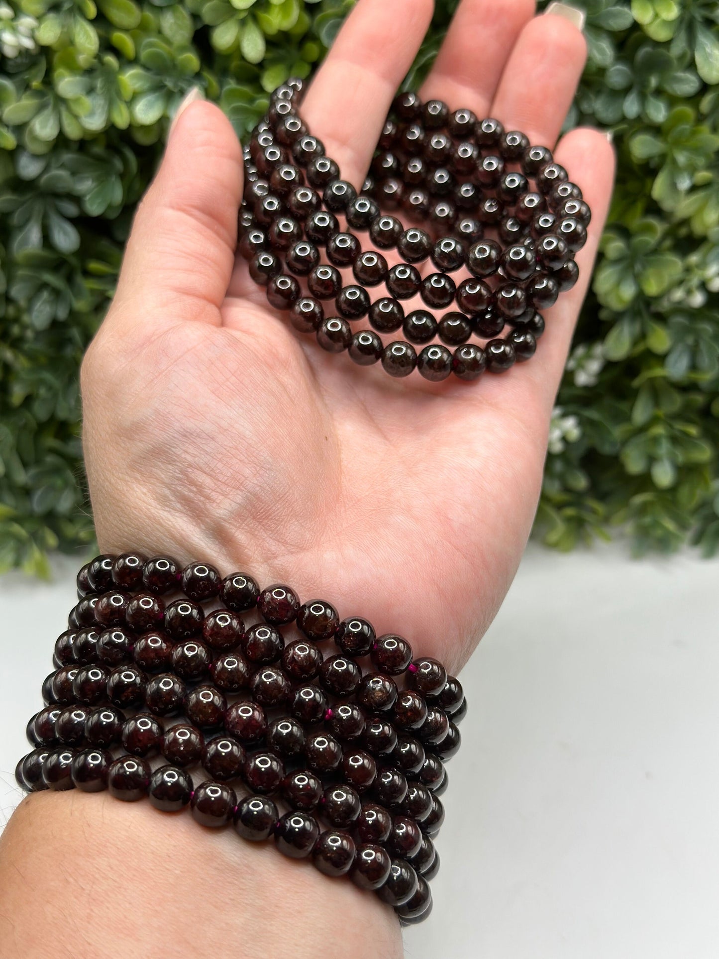 Garnet 8mm crystal beaded bracelet