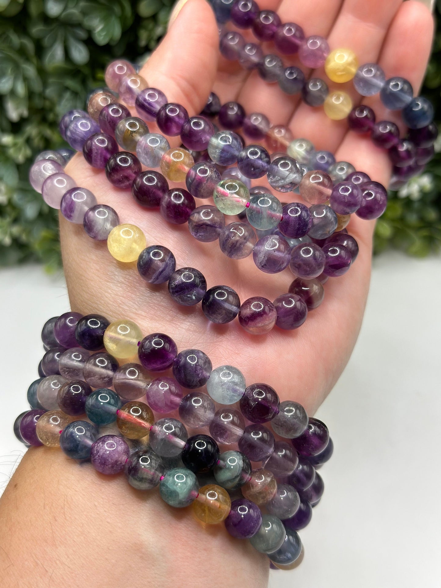 Colorful Fluorite 8mm crystalbeaded bracelet