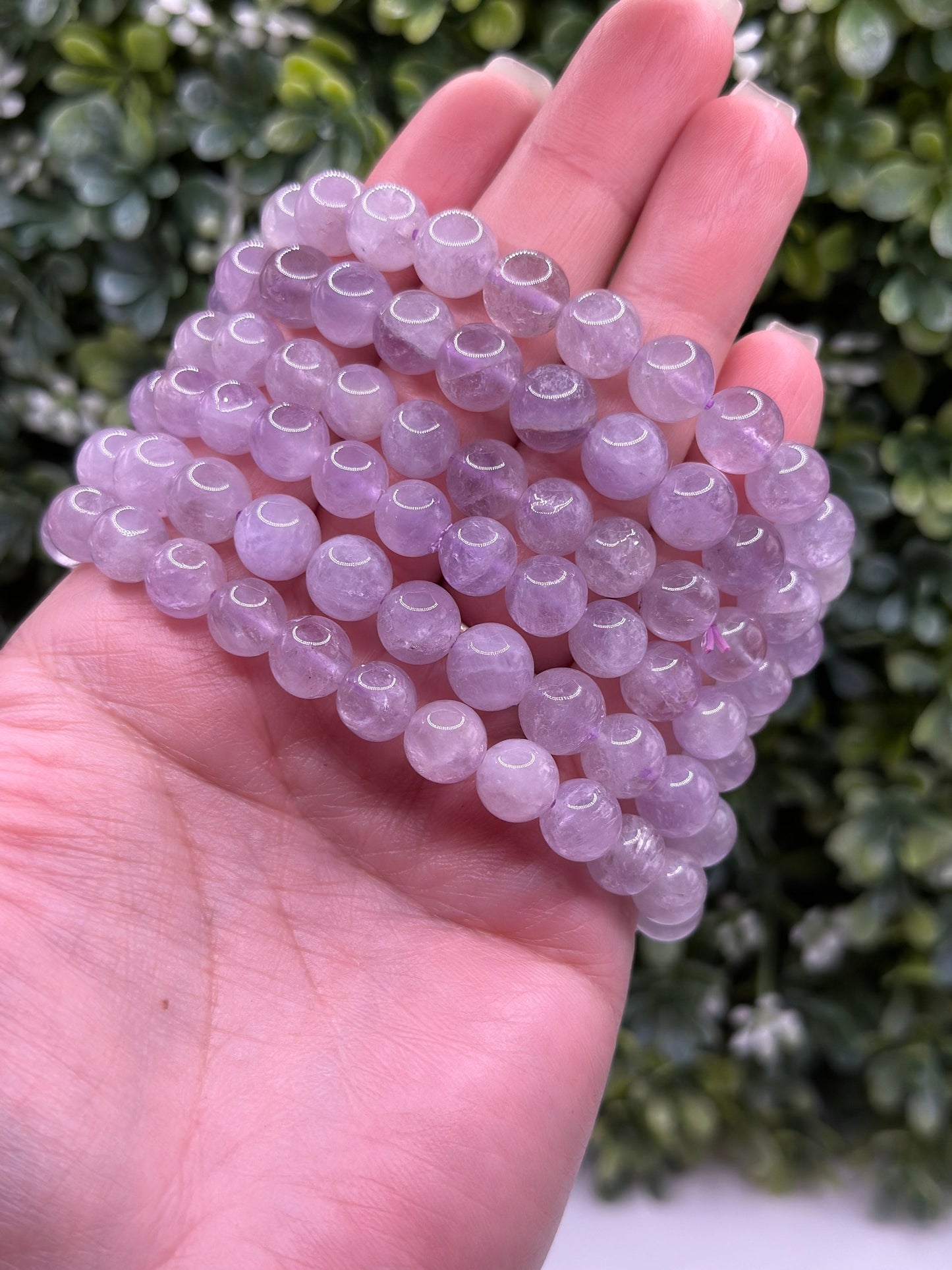 Kunzite 8mm crystal beaded bracelet