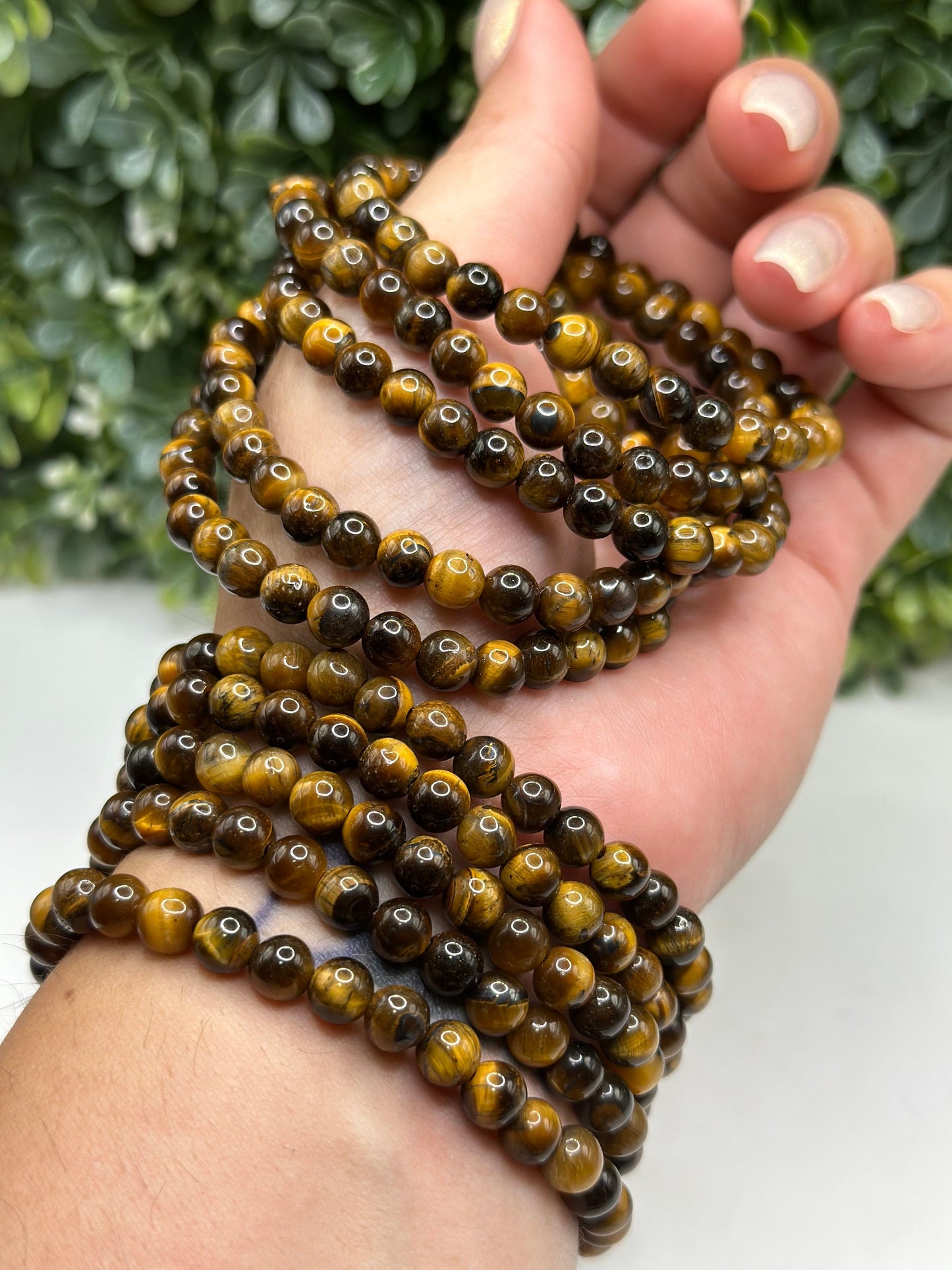 Yellow tigers eye 6mm and 8mm crystal bracelet