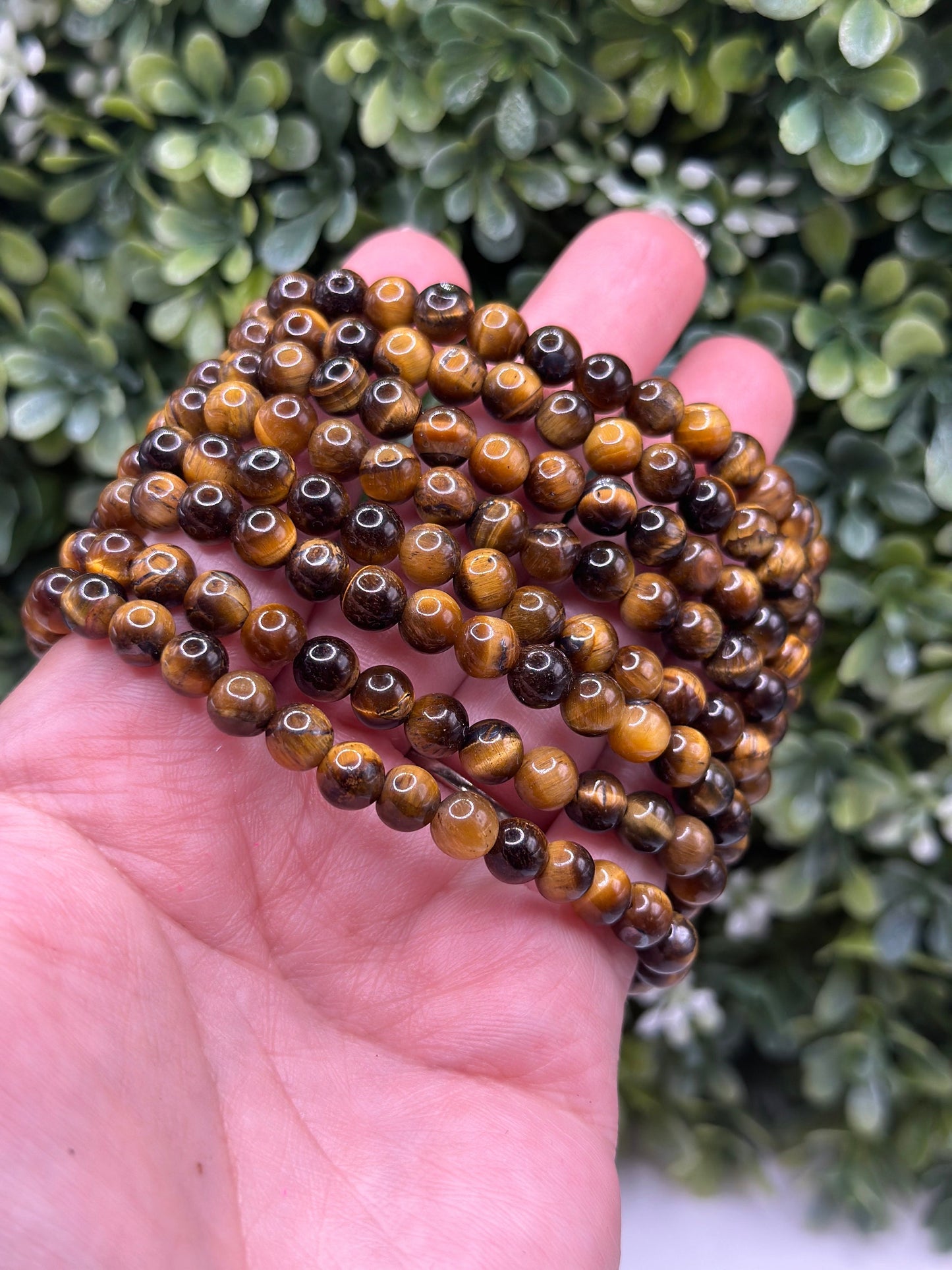 Yellow tigers eye 6mm and 8mm crystal bracelet
