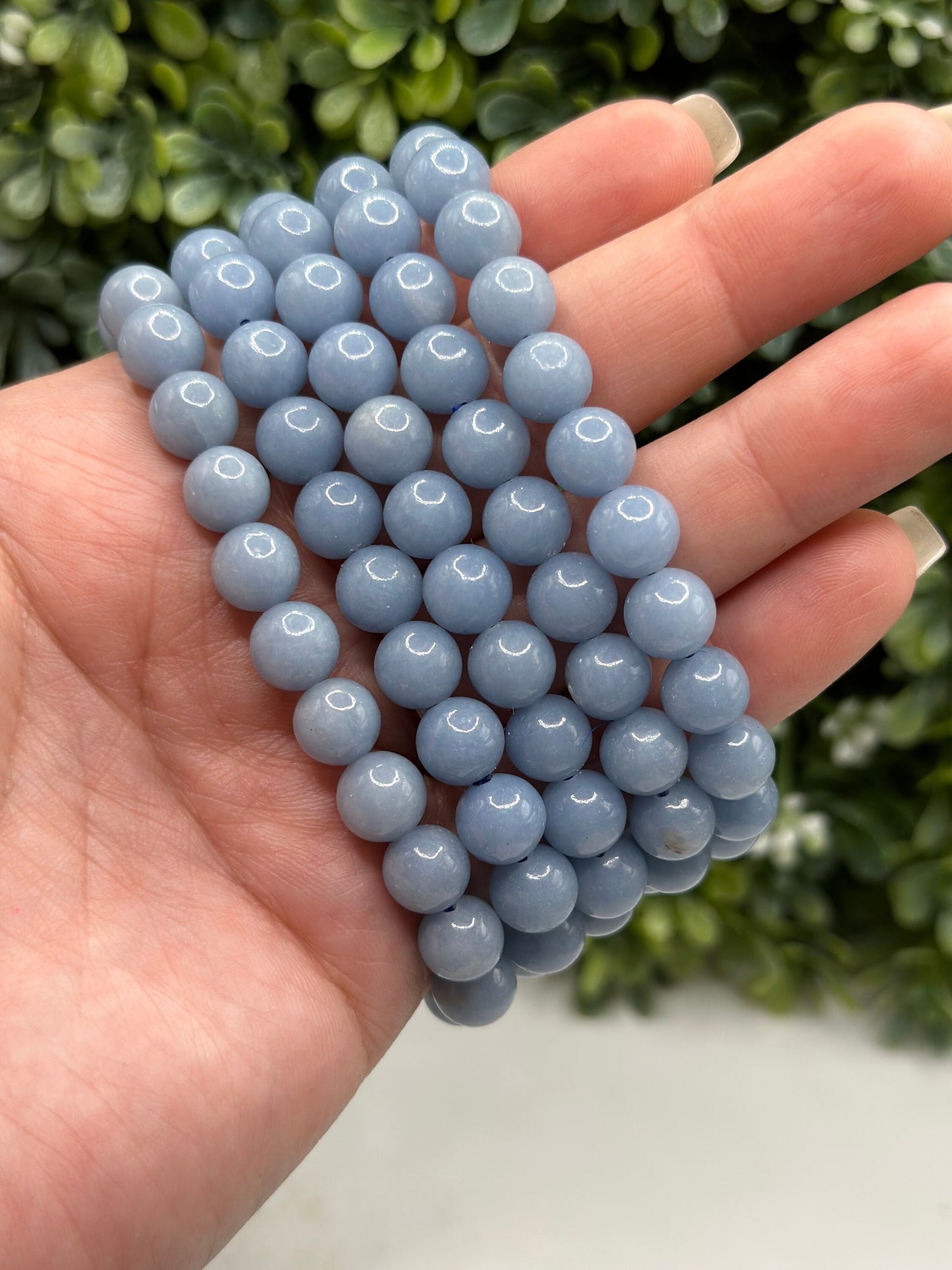 Angelite 8mm crystal beaded bracelet