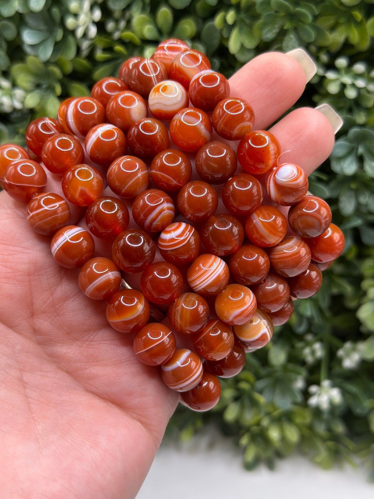 Carnelian 10mm crystal beaded bracelet