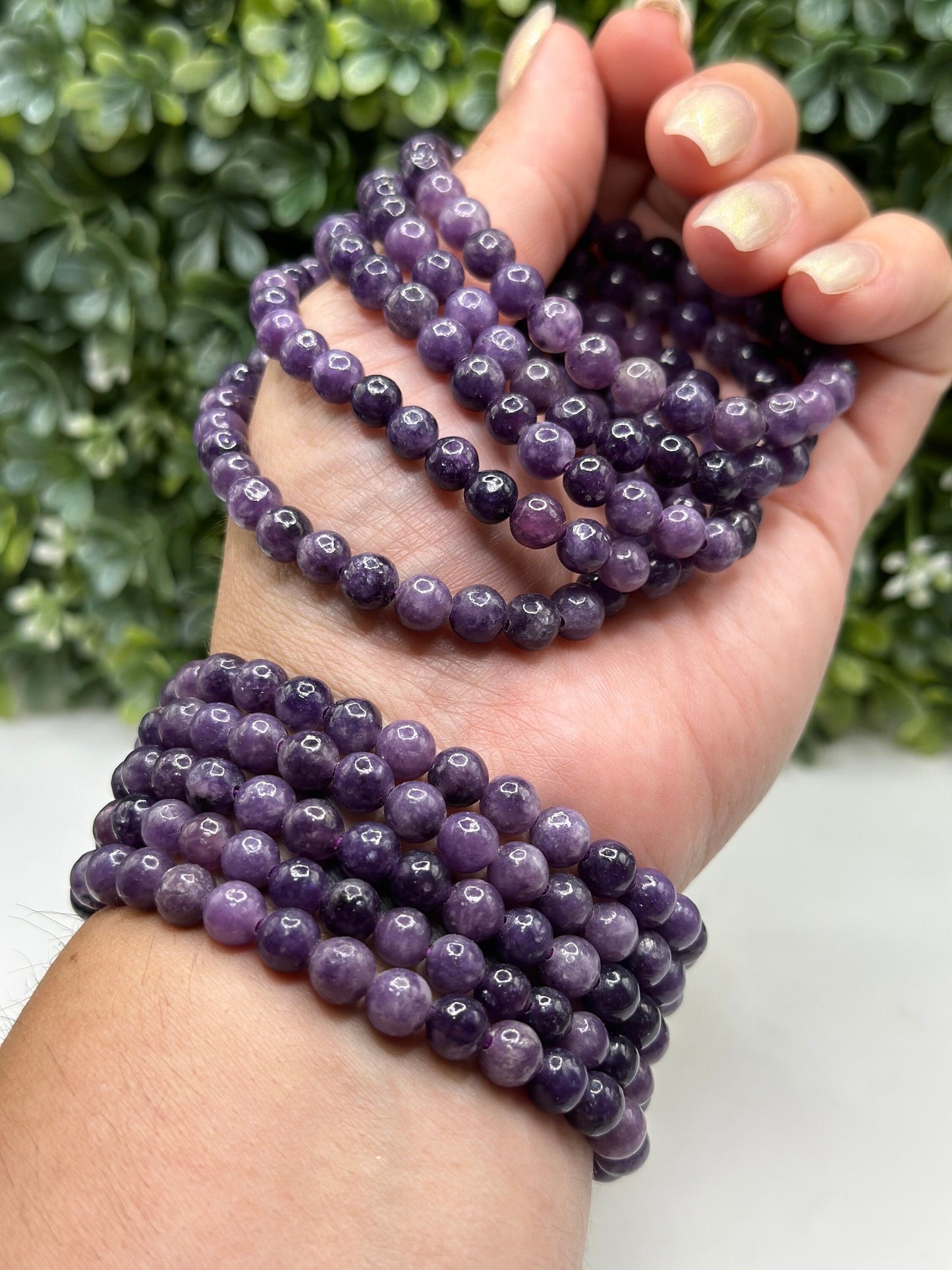 Lepidolite 6mm Crystal beaded bracelet
