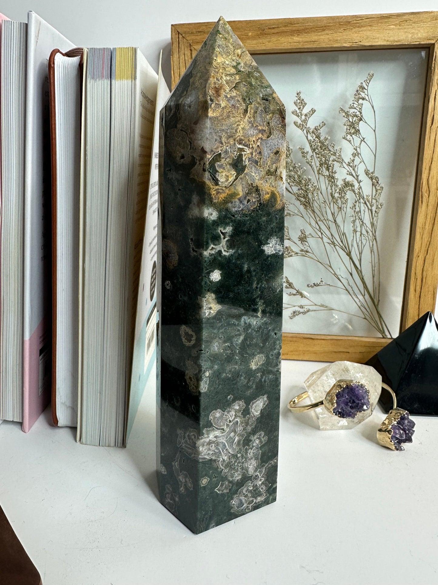 Green Moss agate Tower xl