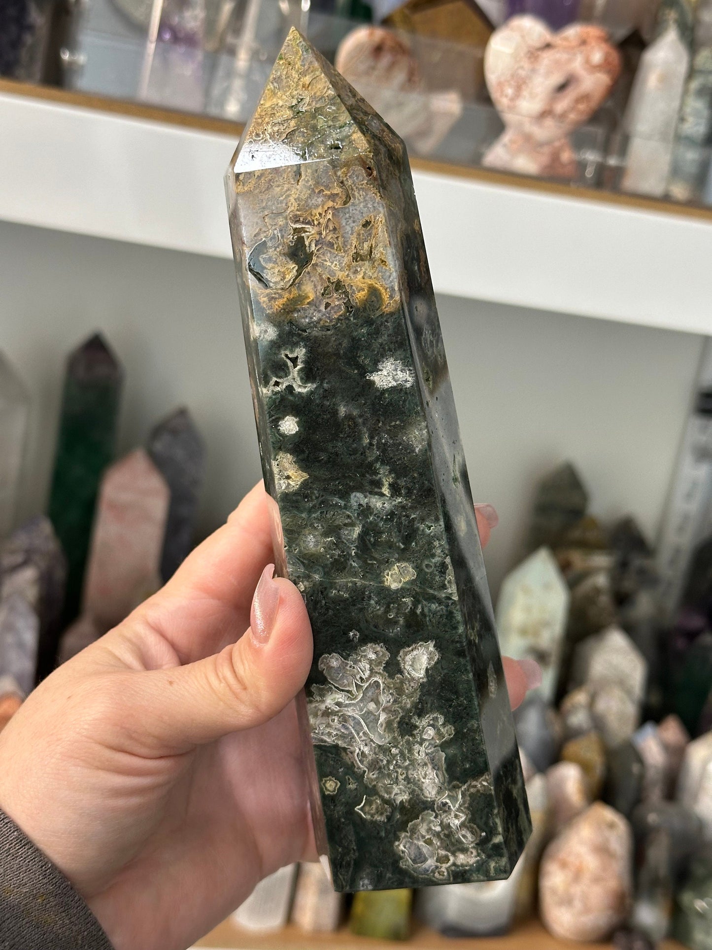 Green Moss agate Tower xl