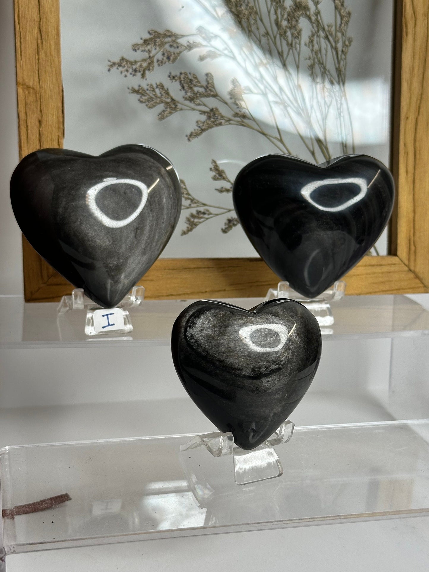 Silver Sheen Obsidian Hearts with amazing flash, Gift idea valentines day
