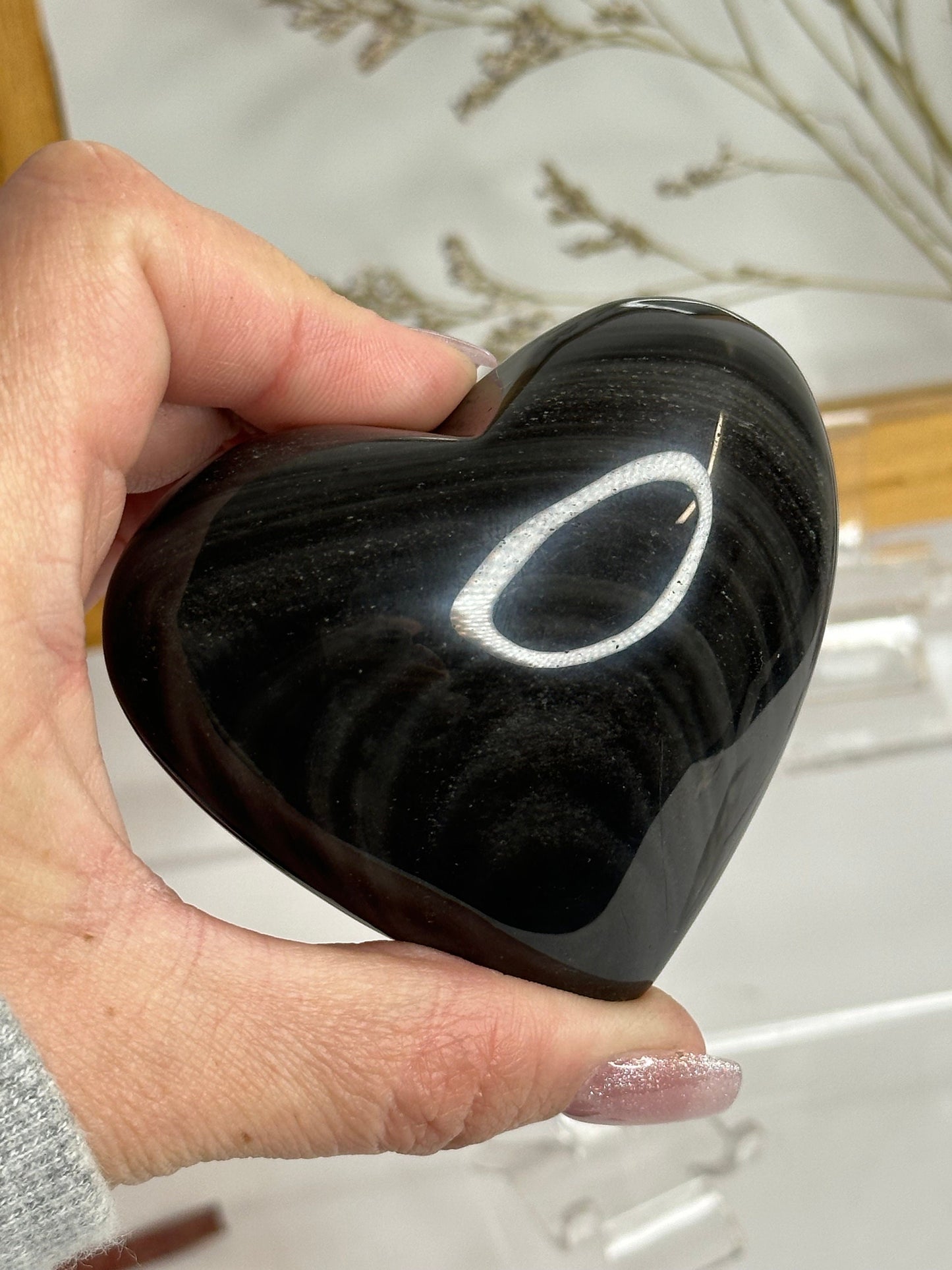 Silver Sheen Obsidian Hearts with amazing flash, Gift idea valentines day