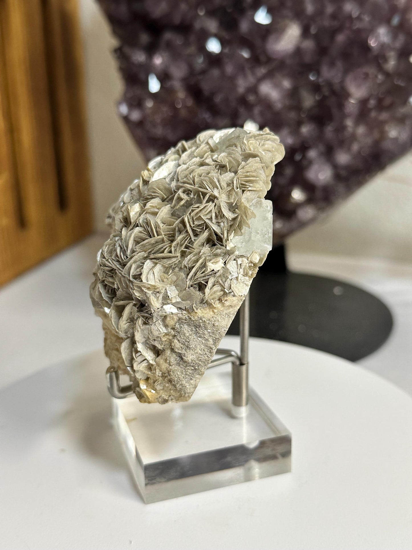 Collector’s Crystal – Aquamarine & Pink Morganite on Mica, 410g from Skardu Pakistan