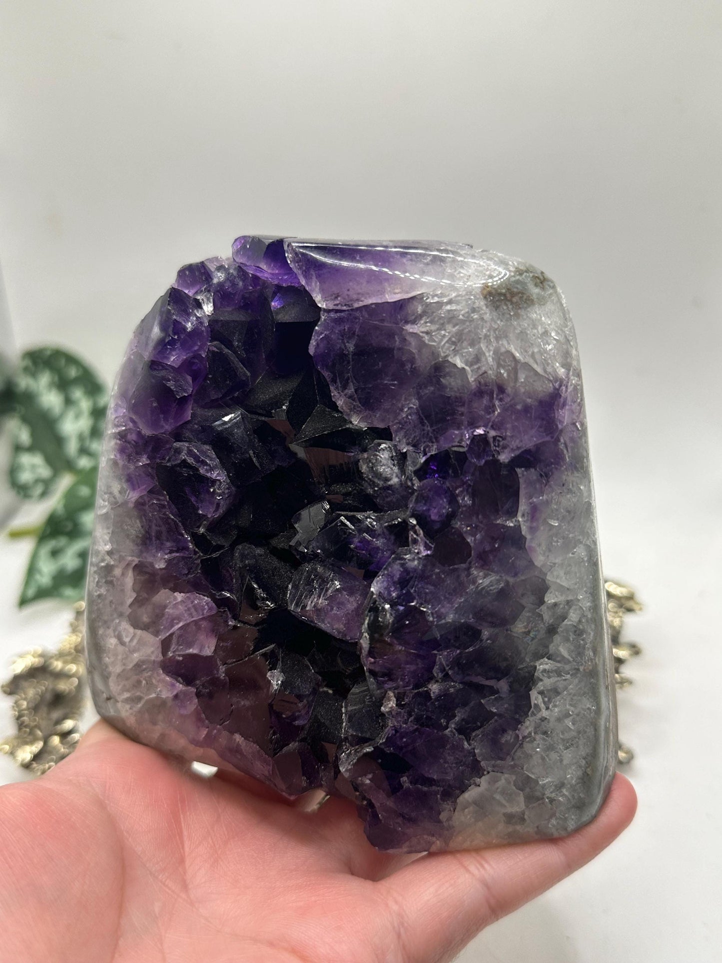 Brazilian Amethyst Geode & Clear Quartz Butterfly – Unique Crystal Decor