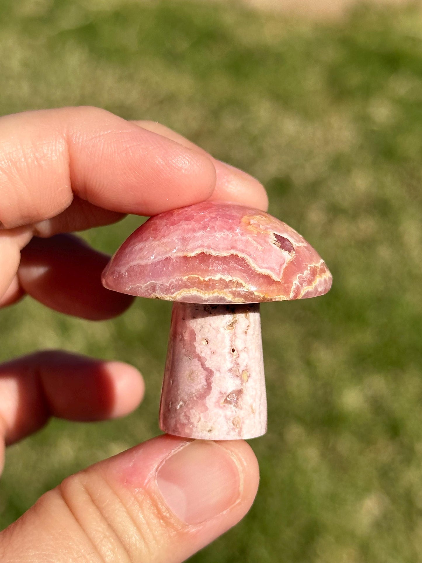 Rhodochrosite Mushroom Carvings, Argentina