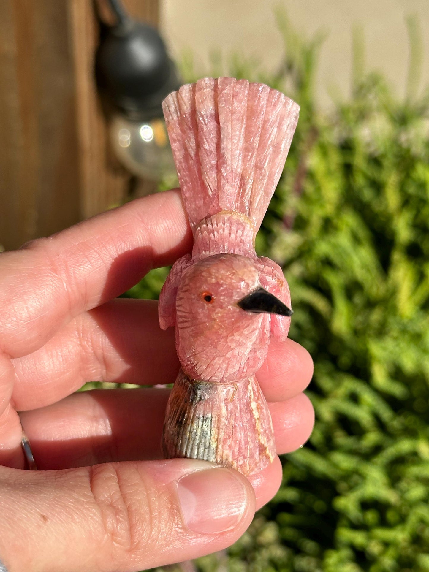 Rhodochrosite Bird Statue, Argentina, natural crystal stone