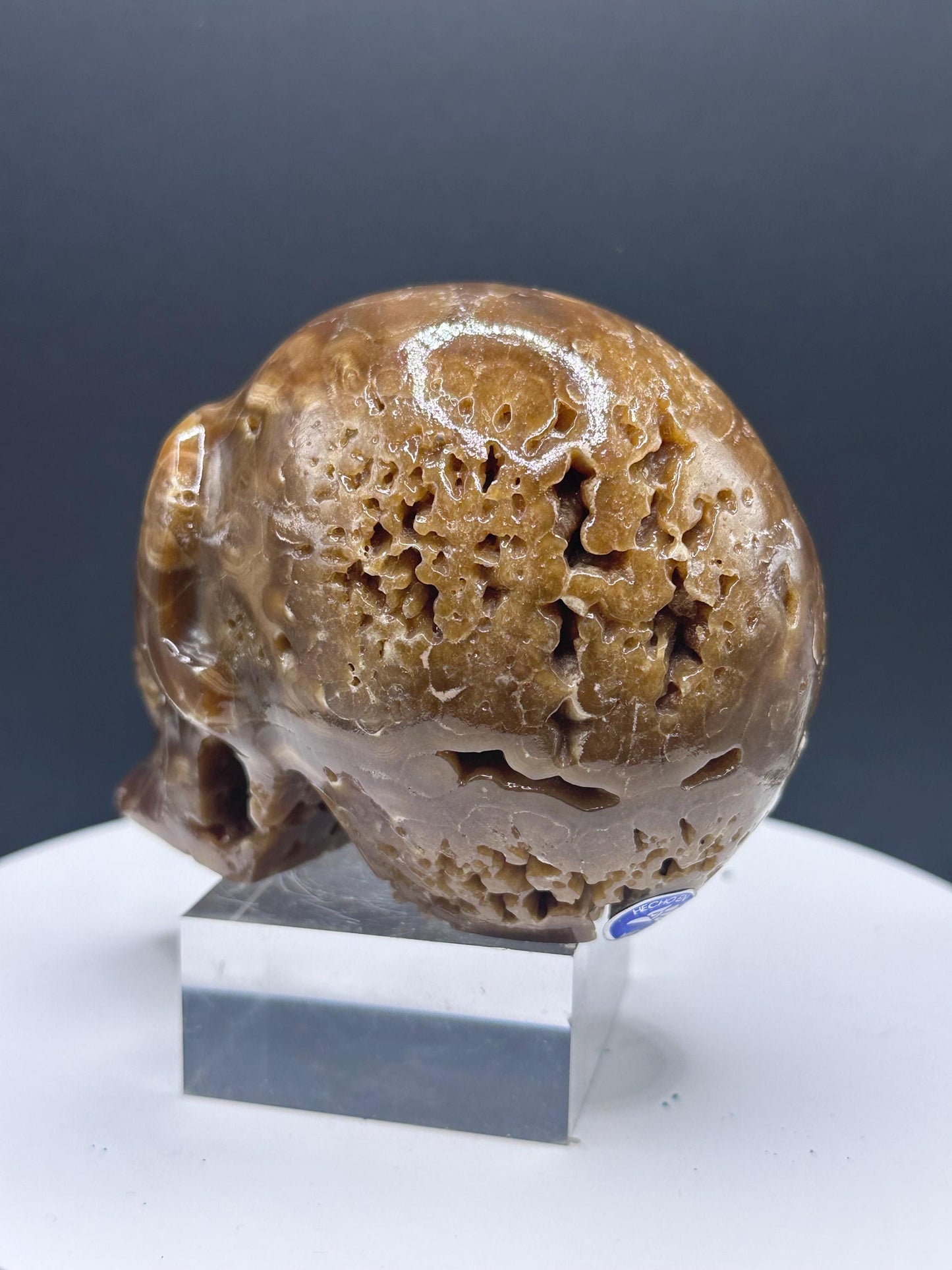 Chocolate Calcite Hand carved Skull/ Mexico