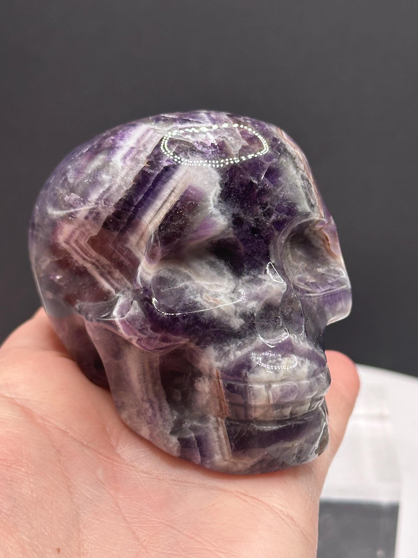 Dream Amethyst Crystal Carved Skull
