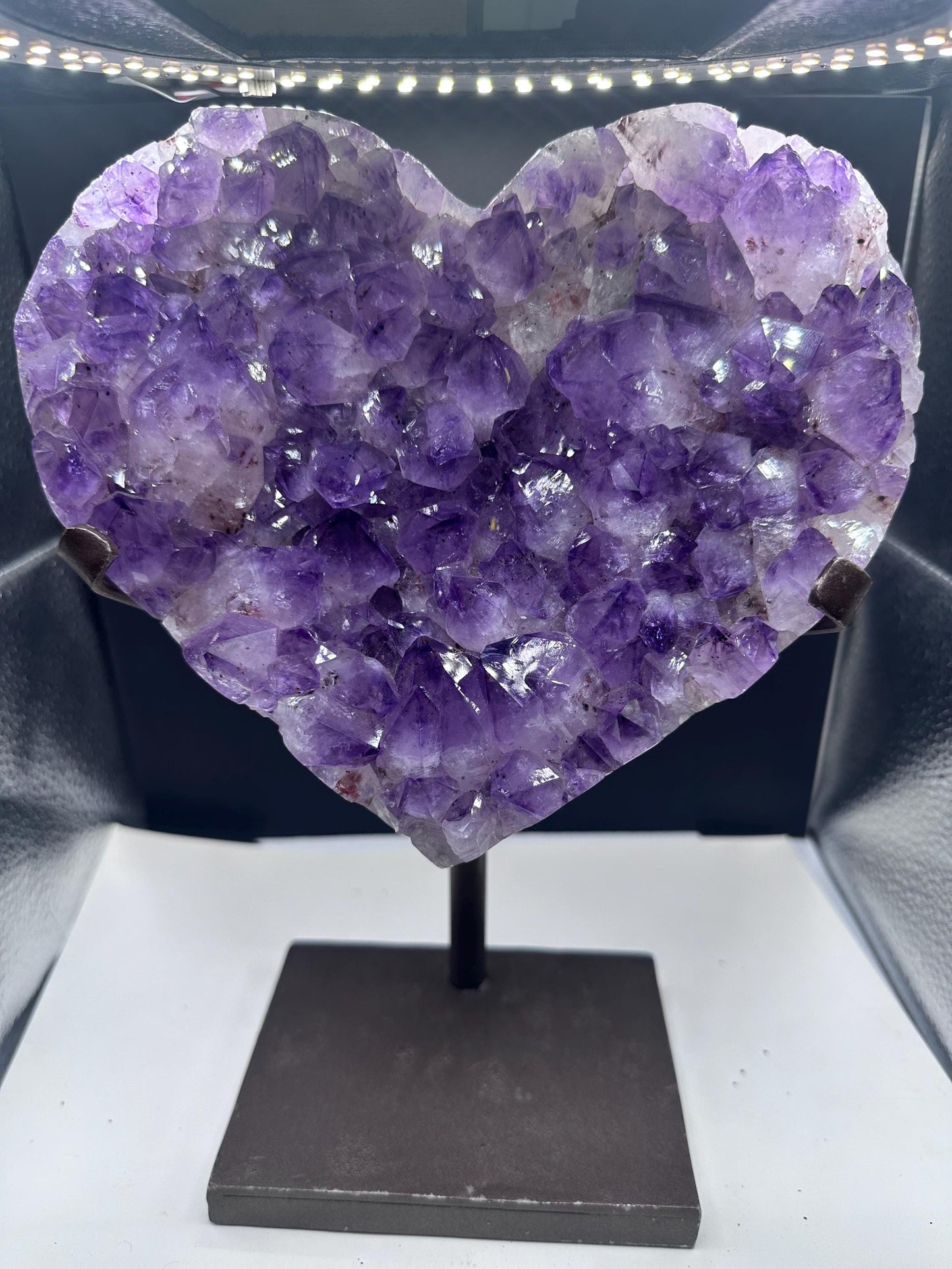 Large Heart shaped Amethyst with red Hematite needle inclusions /Uruguay