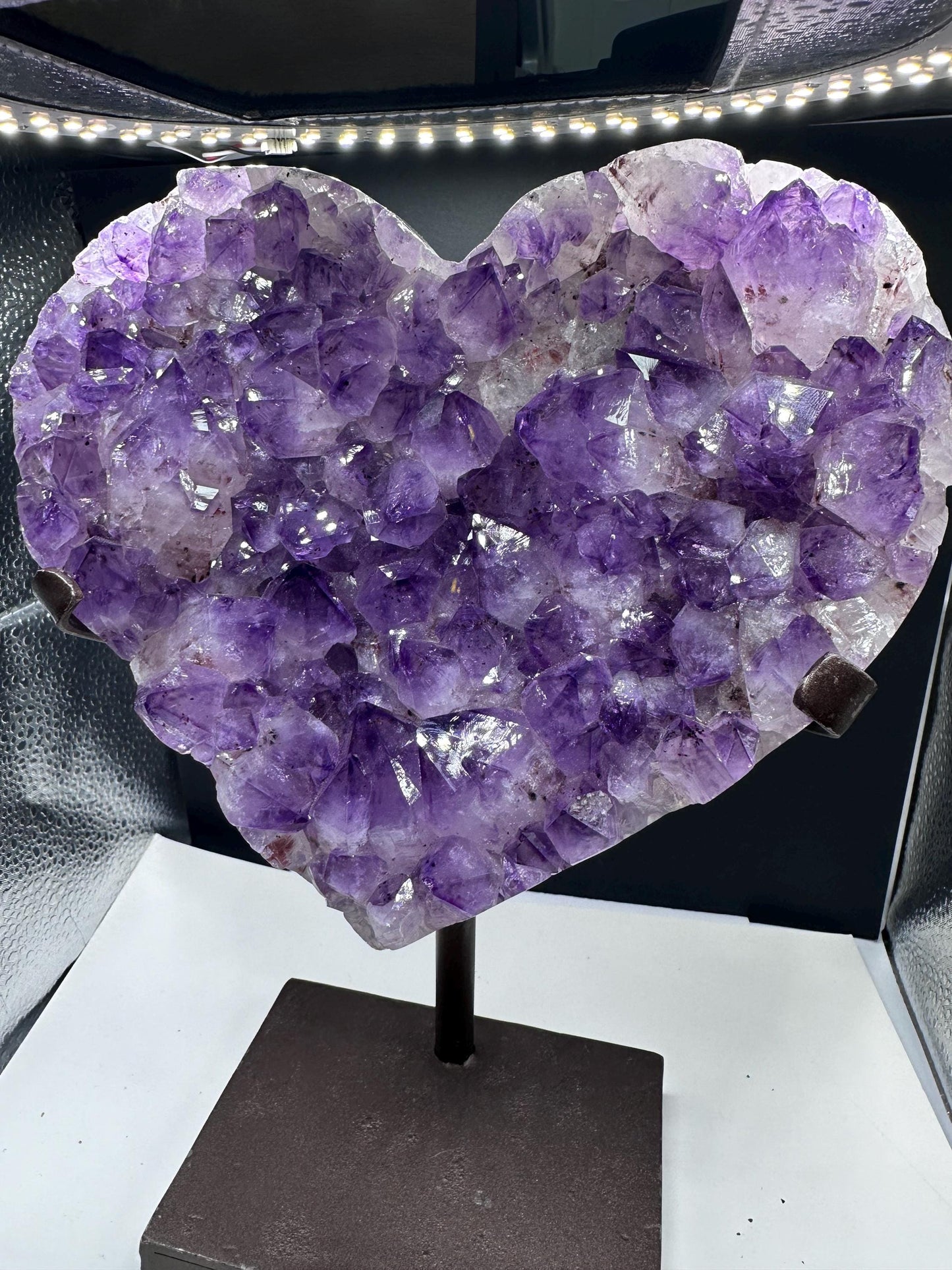 Large Heart shaped Amethyst with red Hematite needle inclusions /Uruguay