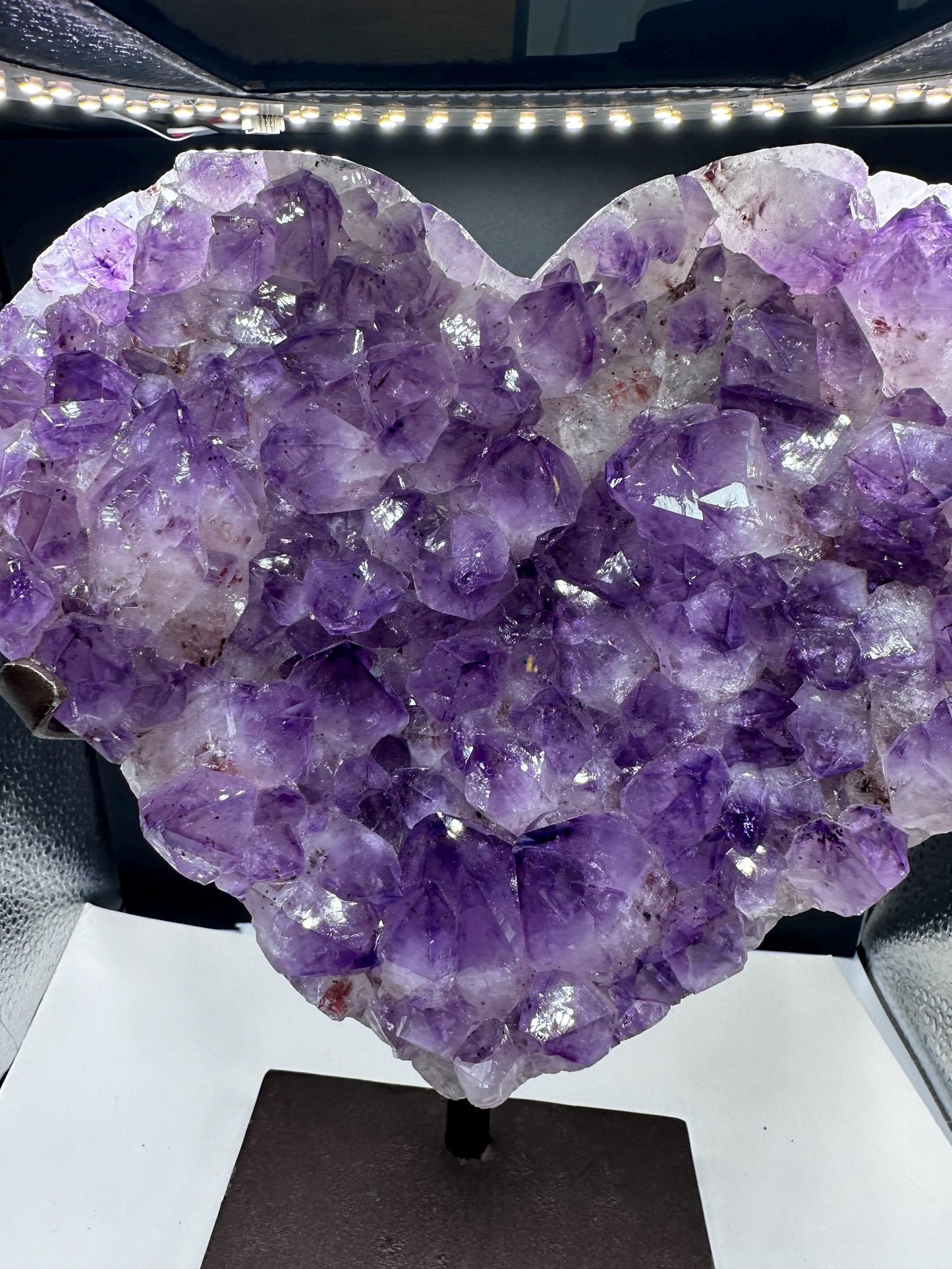 Large Heart shaped Amethyst with red Hematite needle inclusions /Uruguay