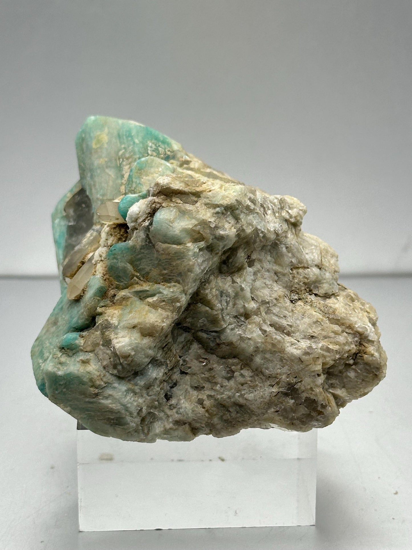 Lake George Amazonite & Smoky Quartz Point – Natural Crystal Combination
