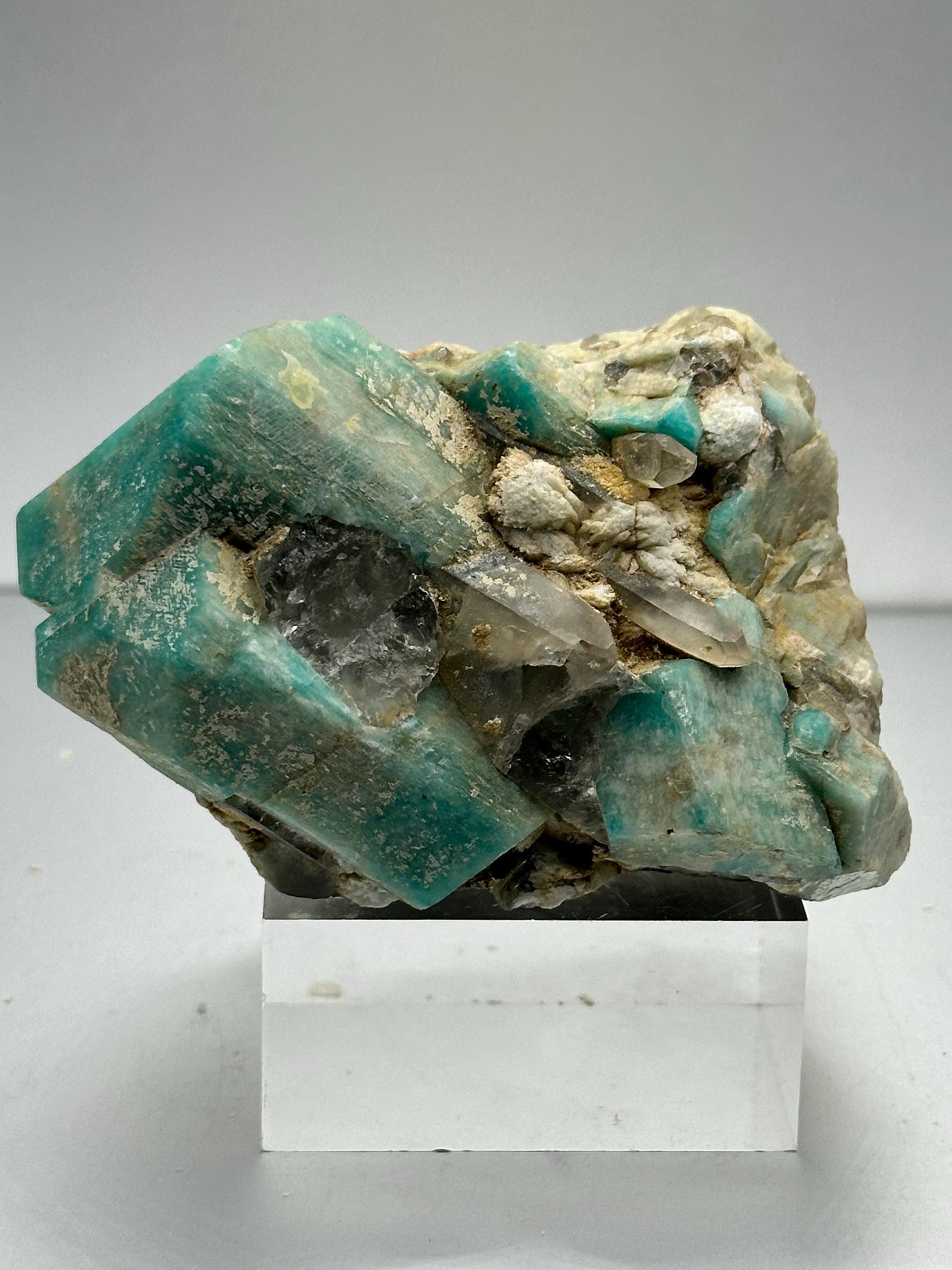 Lake George Amazonite & Smoky Quartz Point – Natural Crystal Combination