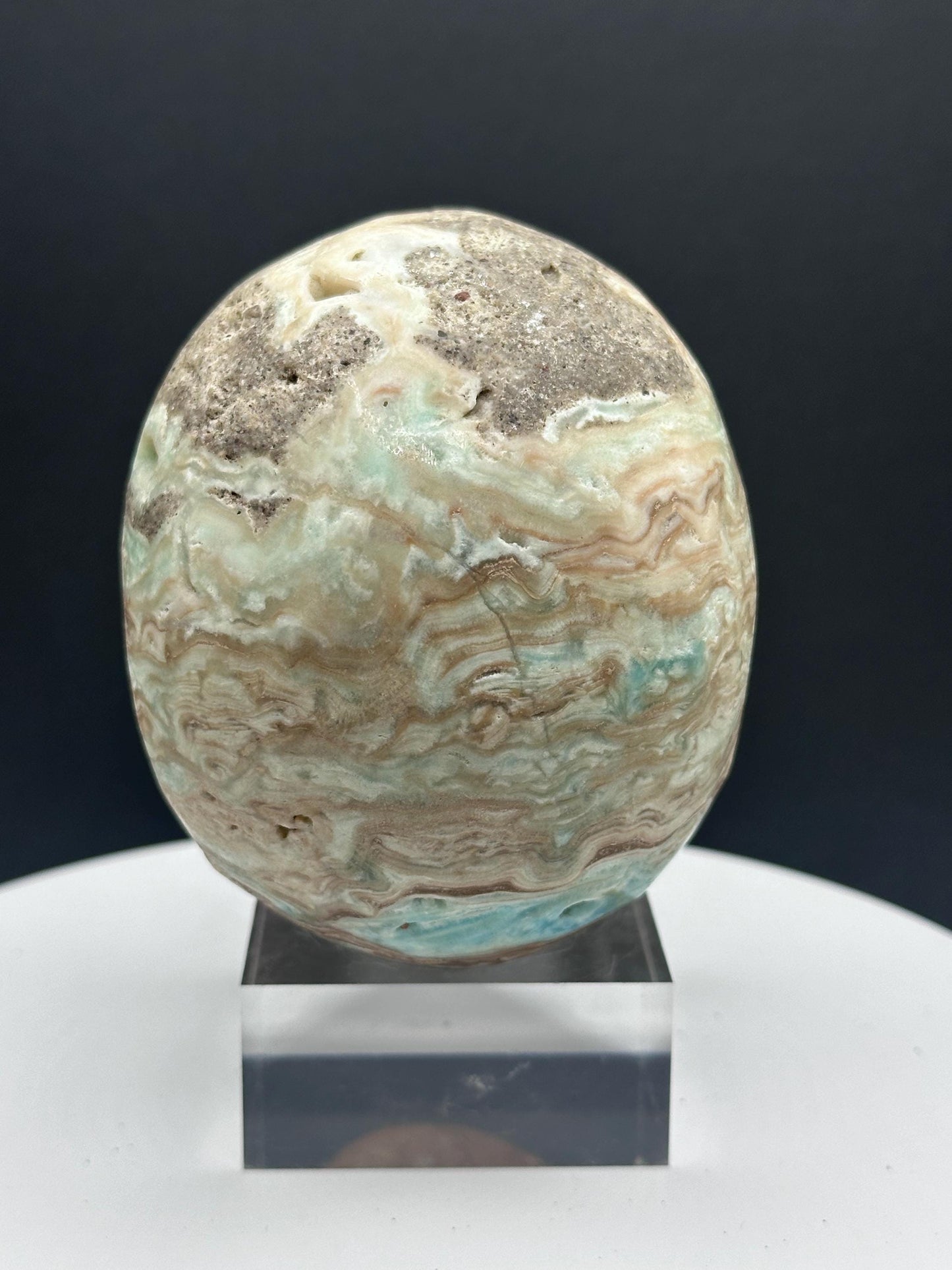 Blue Calcite Crystal Skull – Unique Hand-Carved Stone for Collection