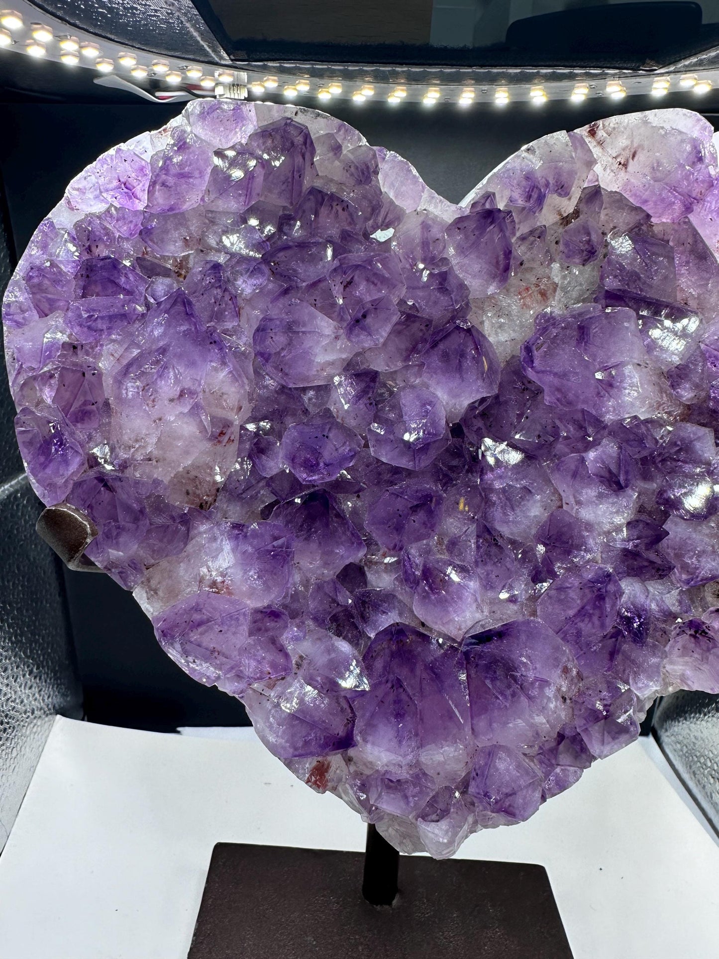 Large Heart shaped Amethyst with red Hematite needle inclusions /Uruguay