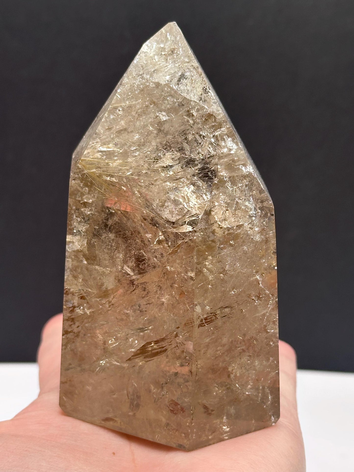Golden Rutile Smoky Quartz Crystal Tower, Bahia Brazil