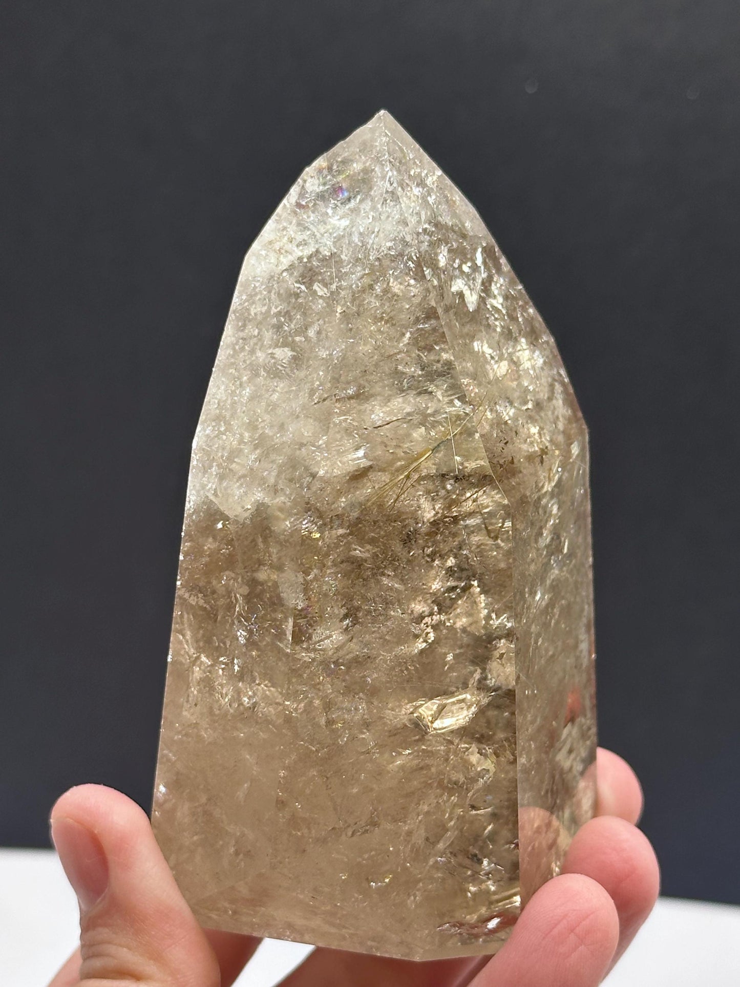 Golden Rutile Smoky Quartz Crystal Tower, Bahia Brazil