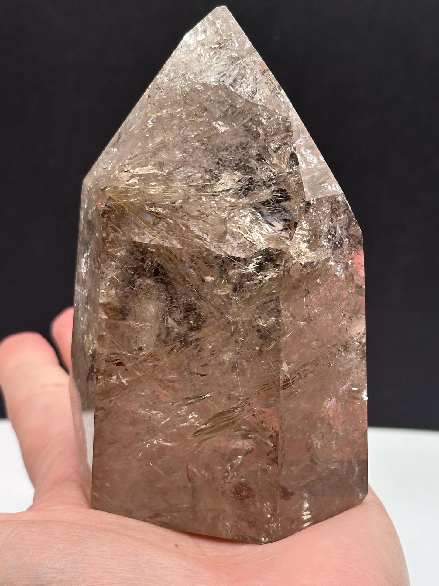 Golden Rutile Smoky Quartz Crystal Tower, Bahia Brazil