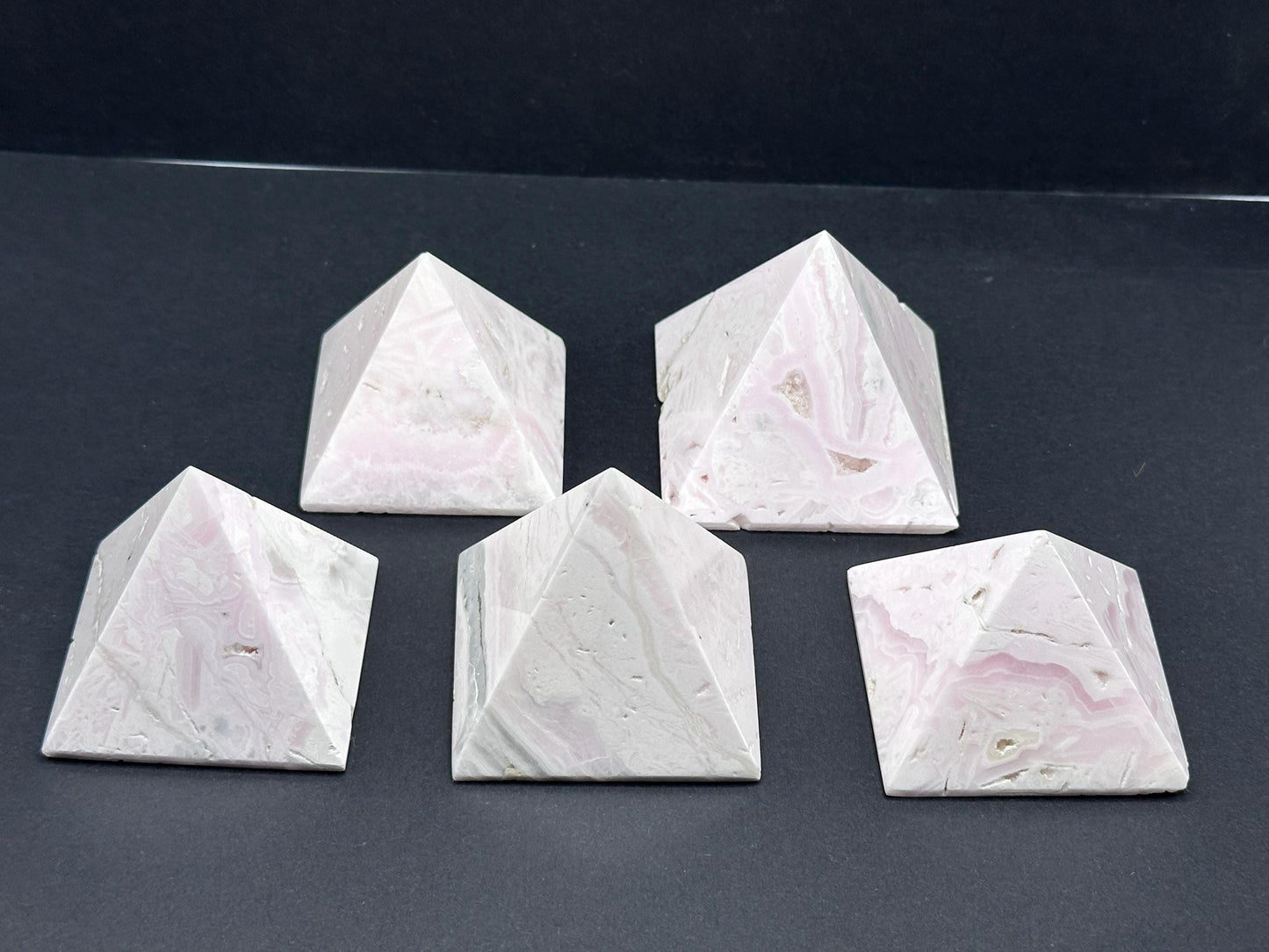 Pink Mangano Calcite Pyramid statue, Peru