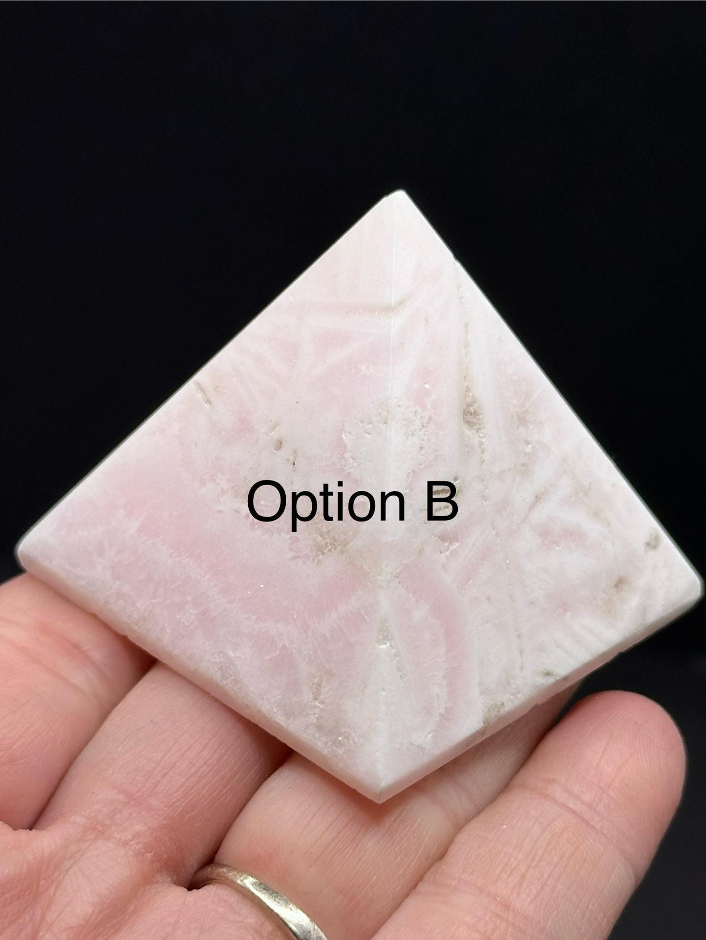 Pink Mangano Calcite Pyramid statue, Peru