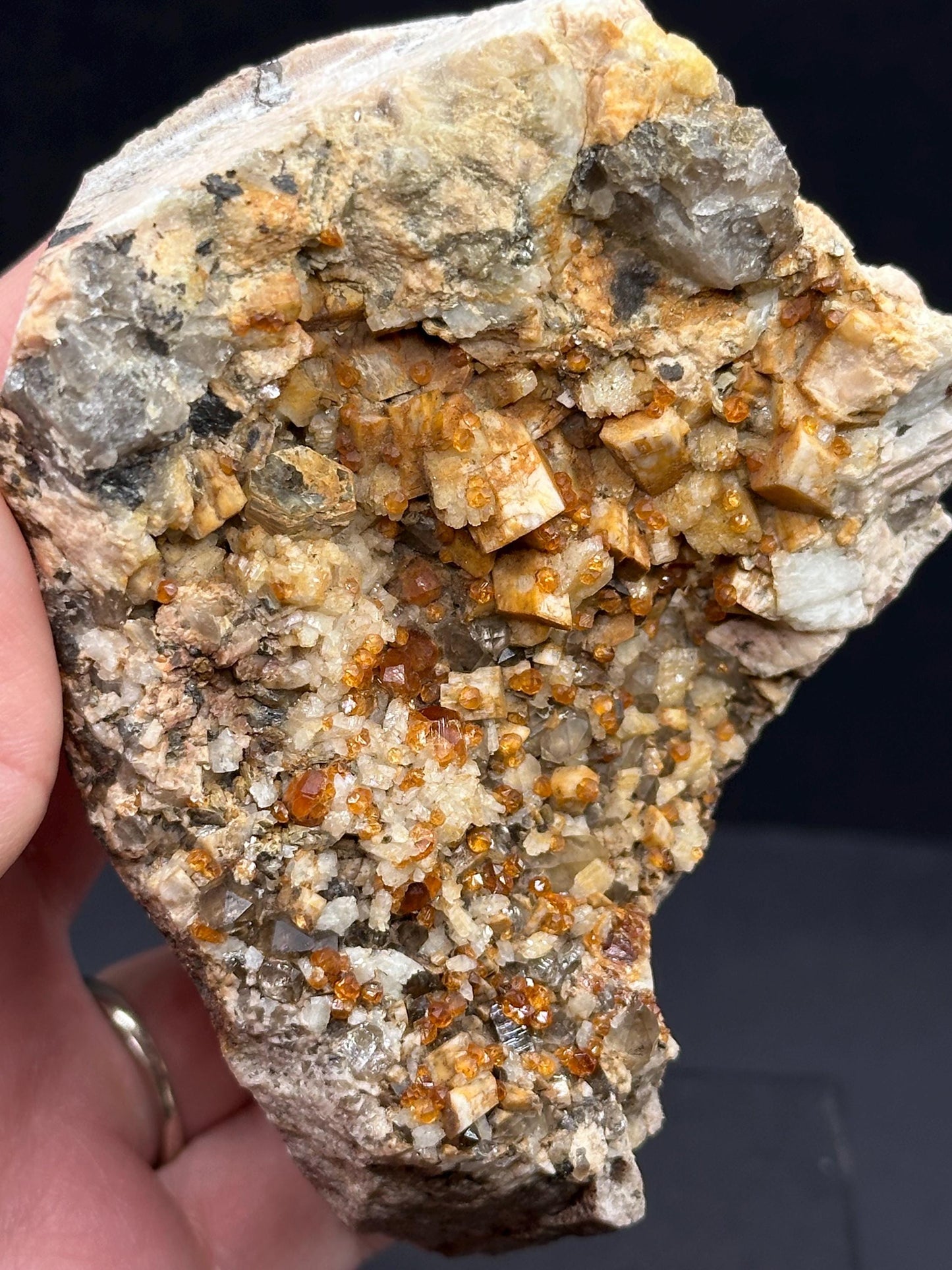 Spessartine Garnet with Smoky Quartz from Tongbei, Fujian, China