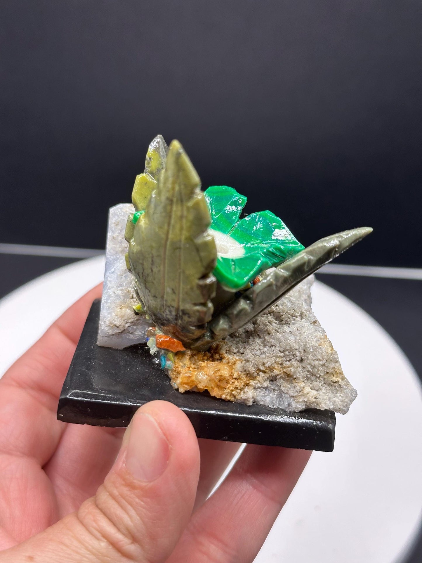 Crystal Hummingbird statue/mixed stones/hand carved/Peru