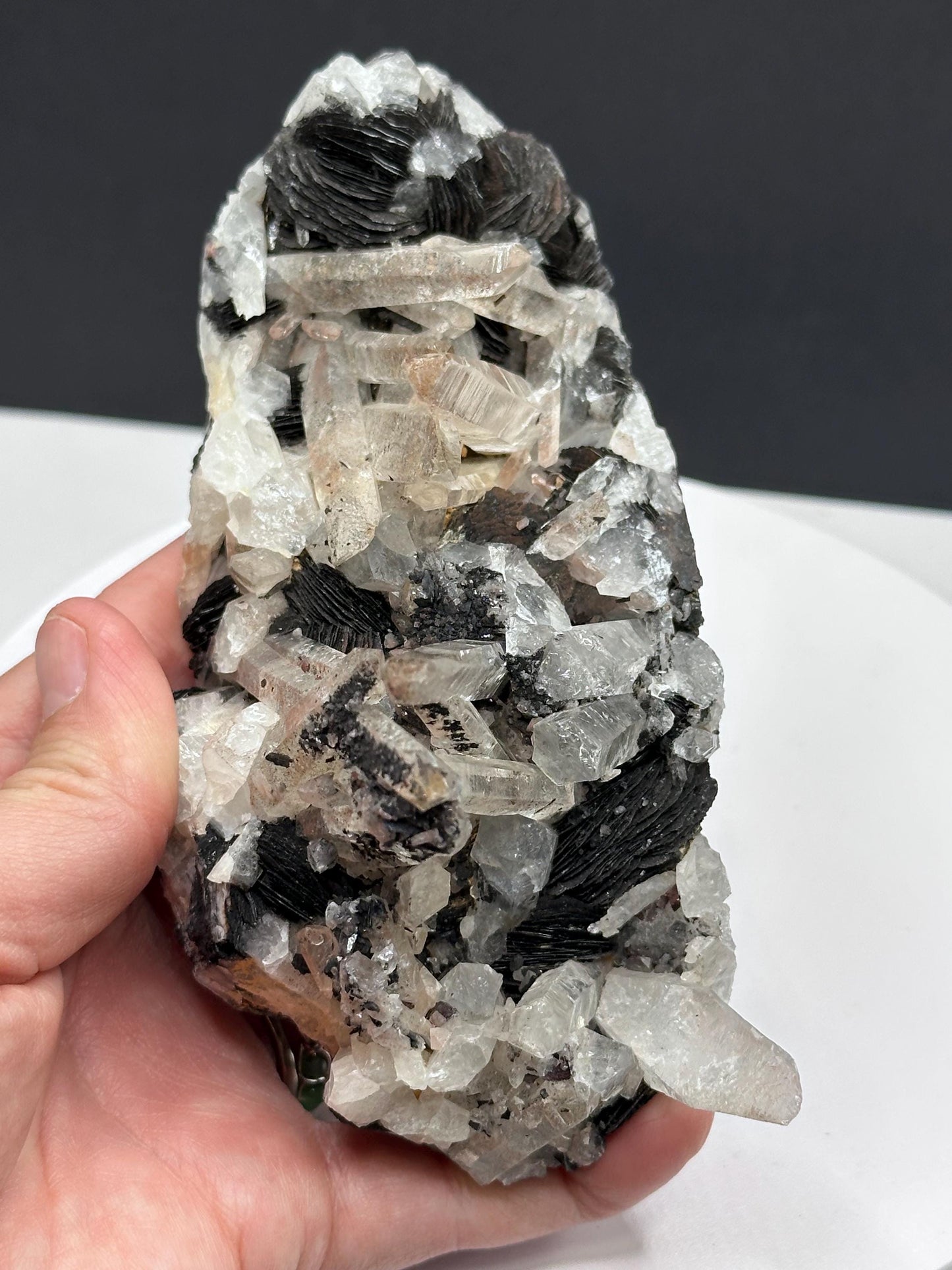Quartz Crystal Cluster with Specularite Hematite from Guangdong