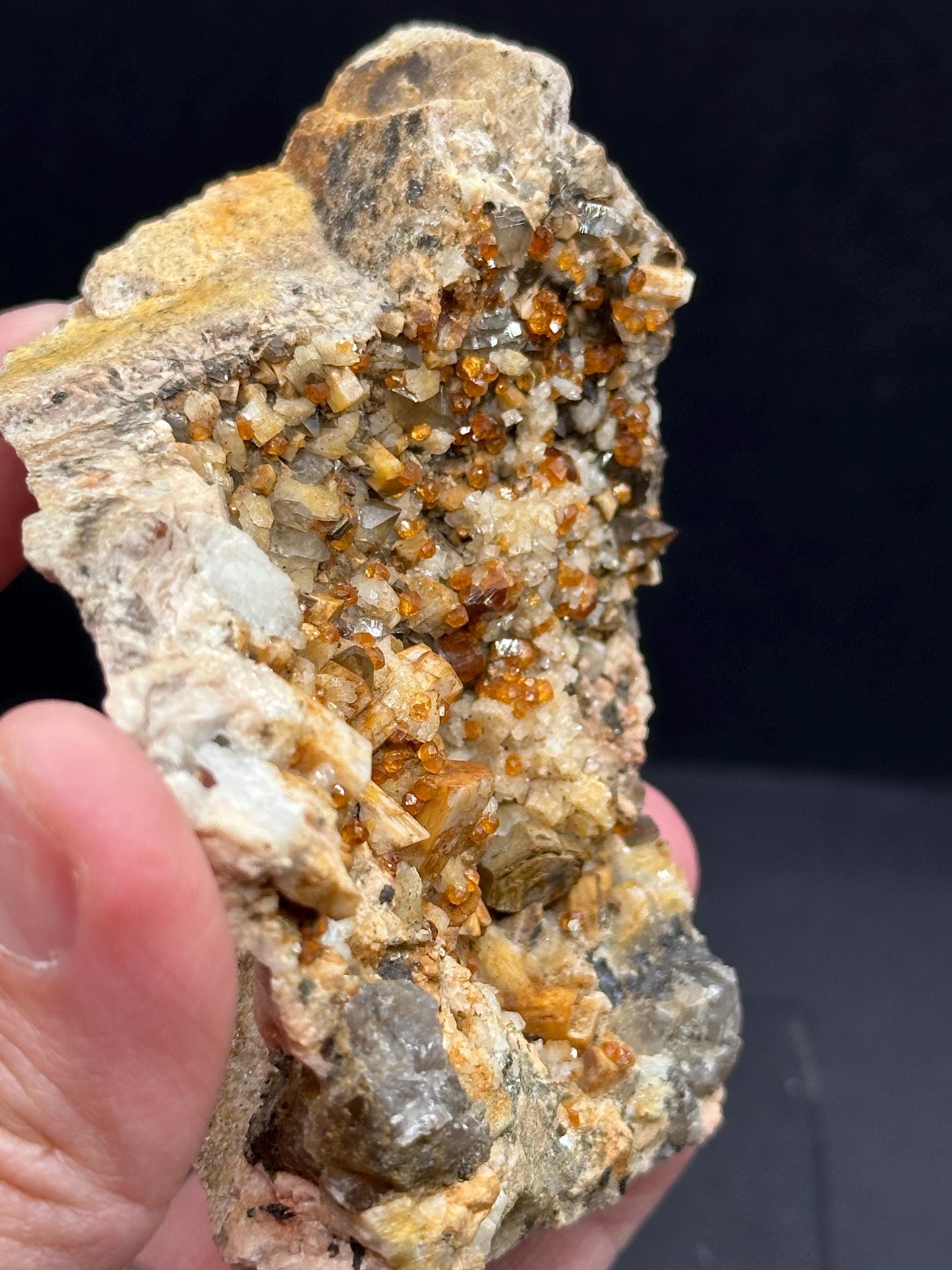 Spessartine Garnet with Smoky Quartz from Tongbei, Fujian, China