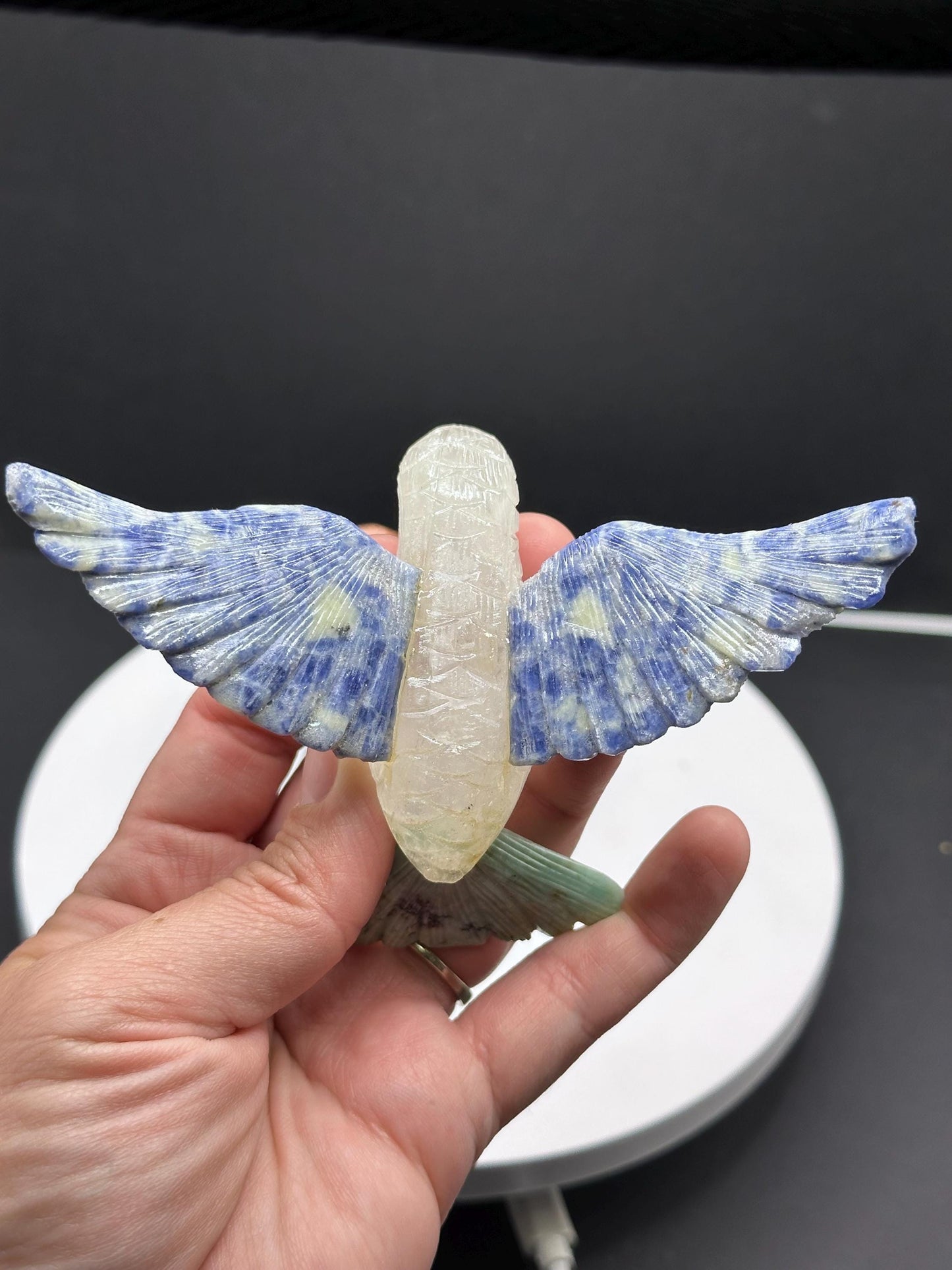 Mixed Mineral Crystal Hummingbird statue/ hand carved/ natural stone/ Peruvian mineral