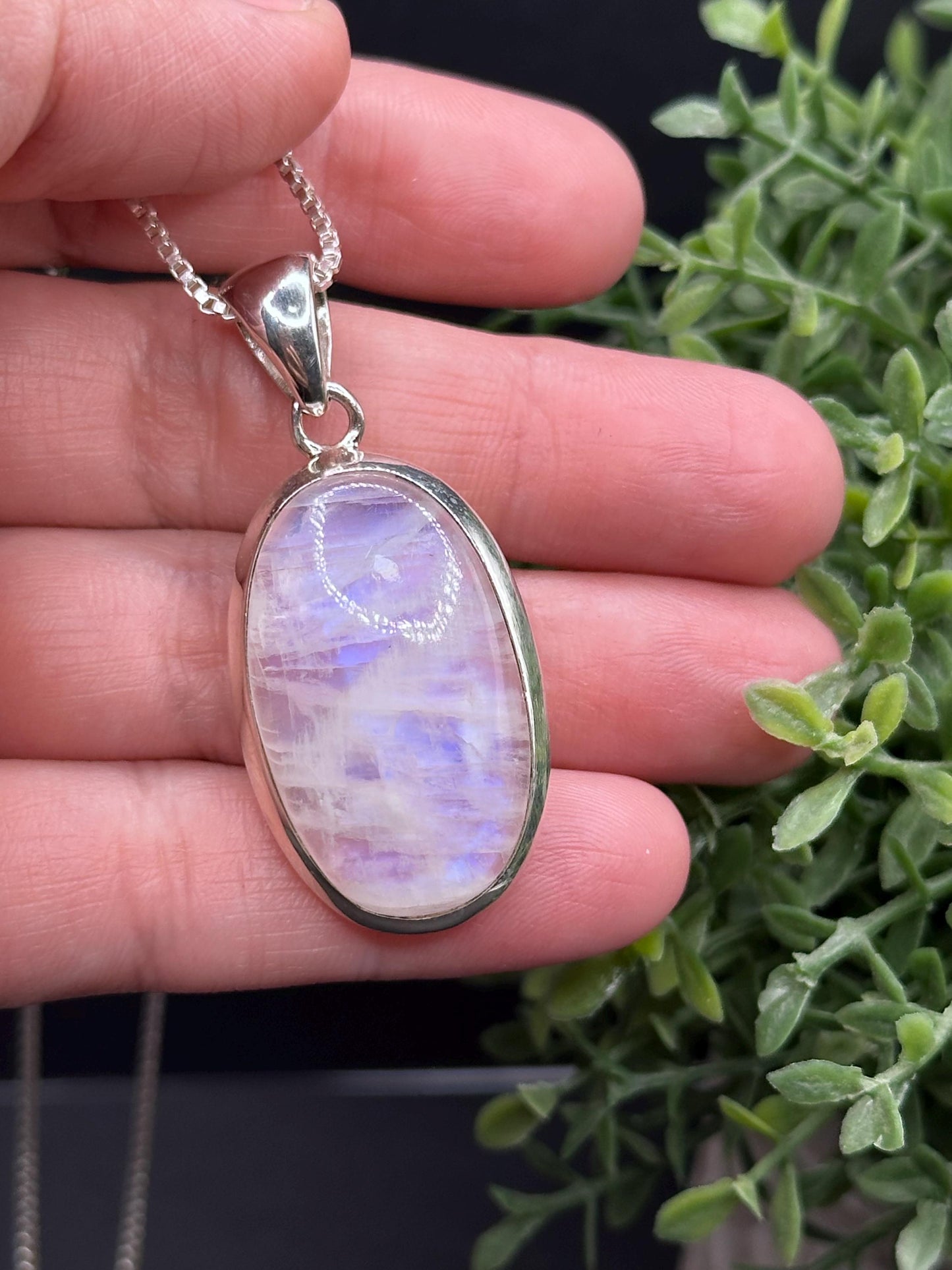 Rainbow Moonstone Pendant, 925 Sterling Silver, Gemstone Silver Pendant, Crystal jewelry