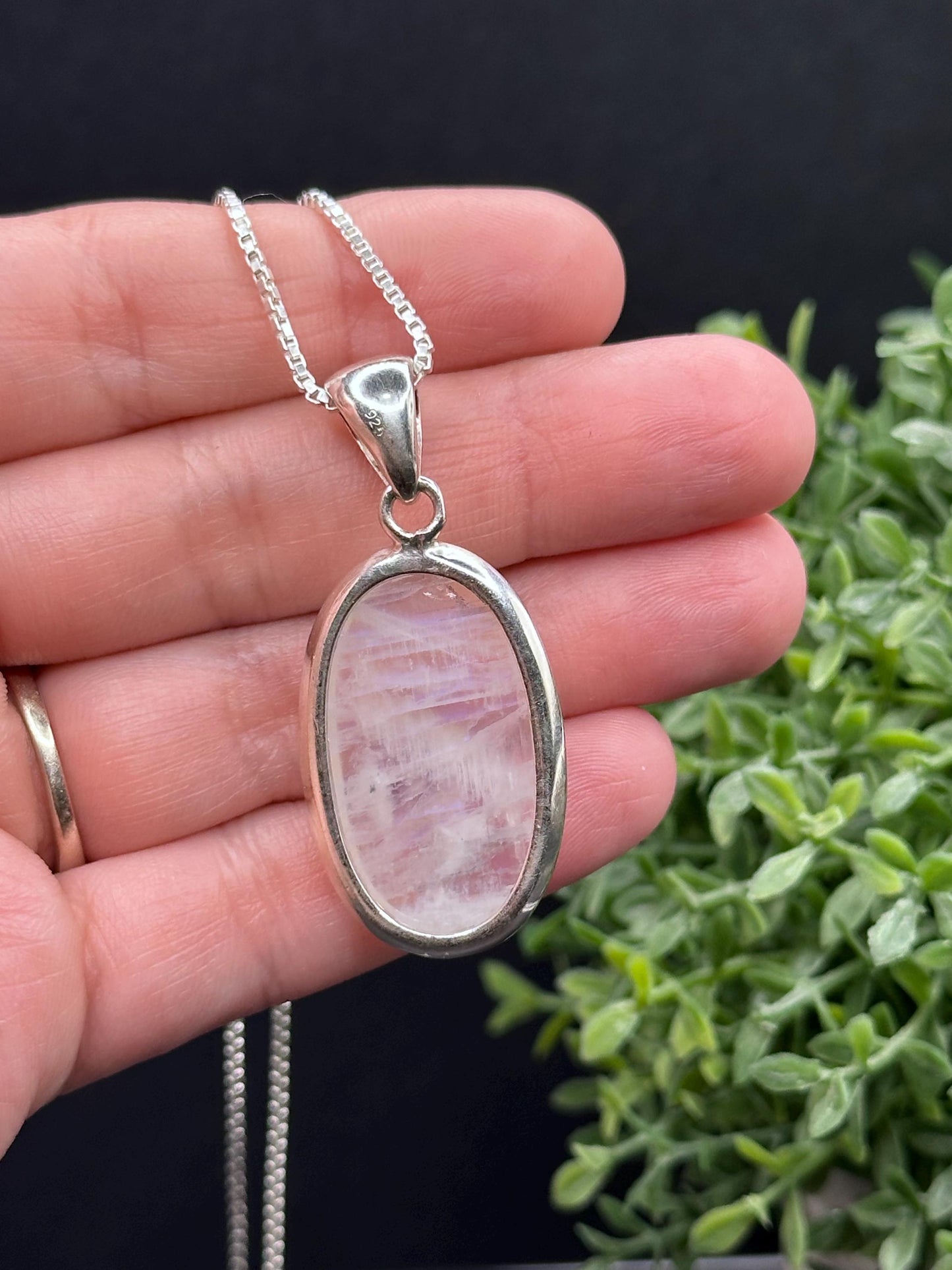 Rainbow Moonstone Pendant, 925 Sterling Silver, Gemstone Silver Pendant, Crystal jewelry