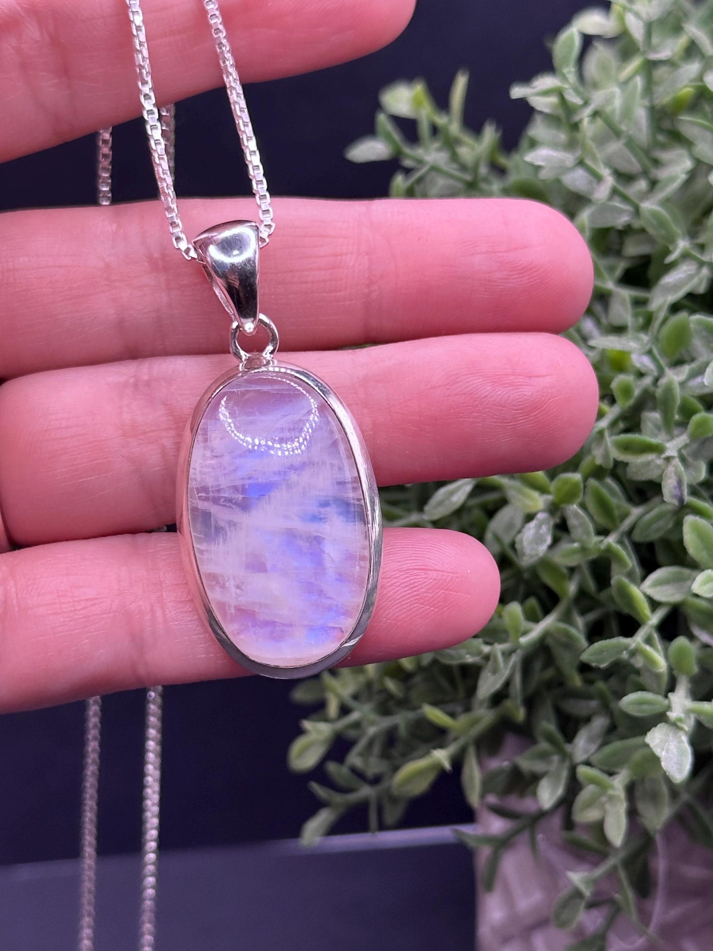 Rainbow Moonstone Pendant, 925 Sterling Silver, Gemstone Silver Pendant, Crystal jewelry