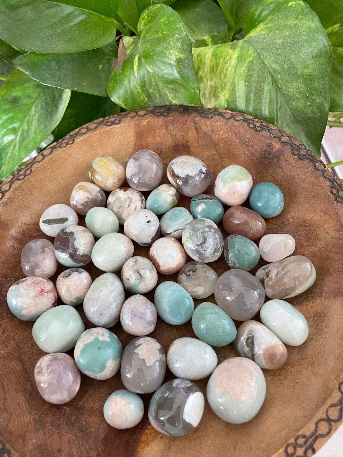 Blue Flower agate tumble