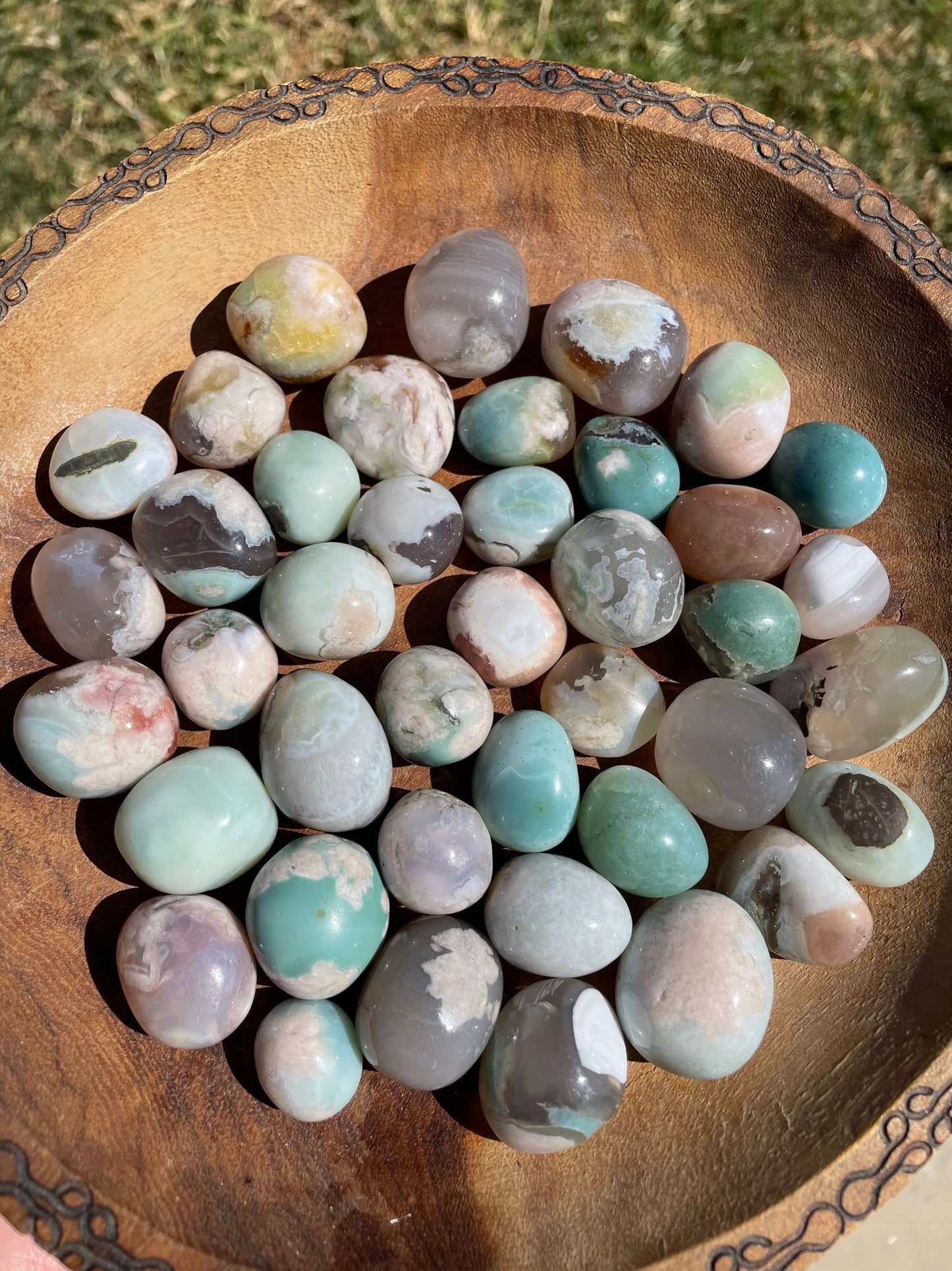 Blue Flower agate tumble